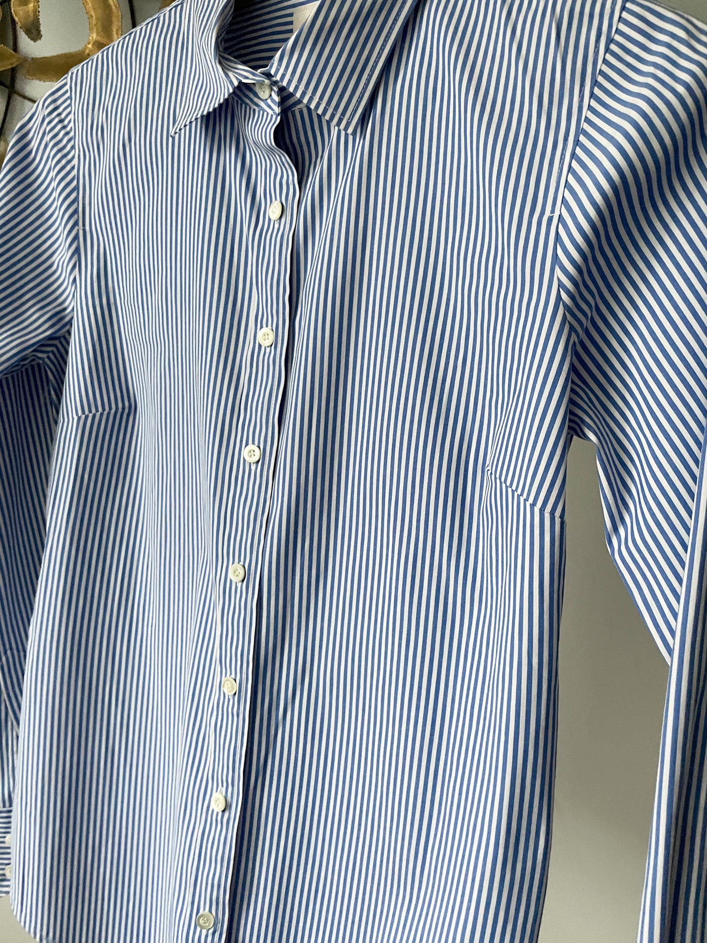 J. Crew Blue Stripe Cotton Stretch Button Up Shirt - XS/S