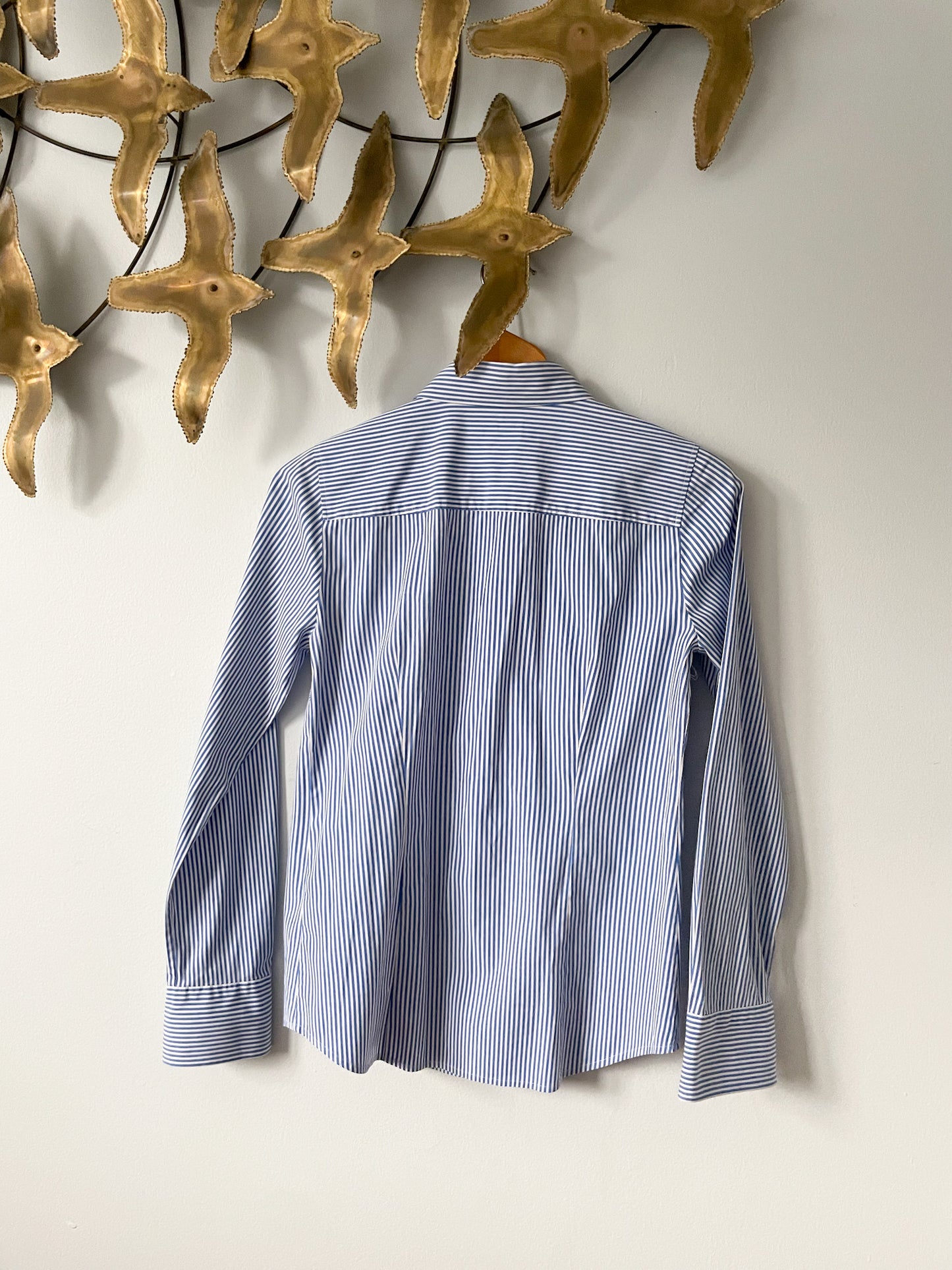 J. Crew Blue Stripe Cotton Stretch Button Up Shirt - XS/S
