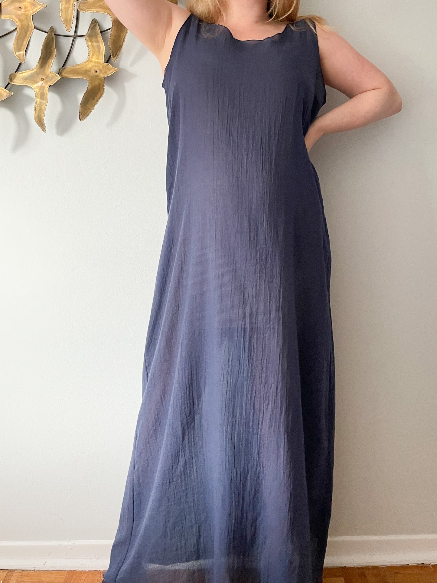 Linda Lundström Navy Lightweight Maxi Cover Up Dress - XL