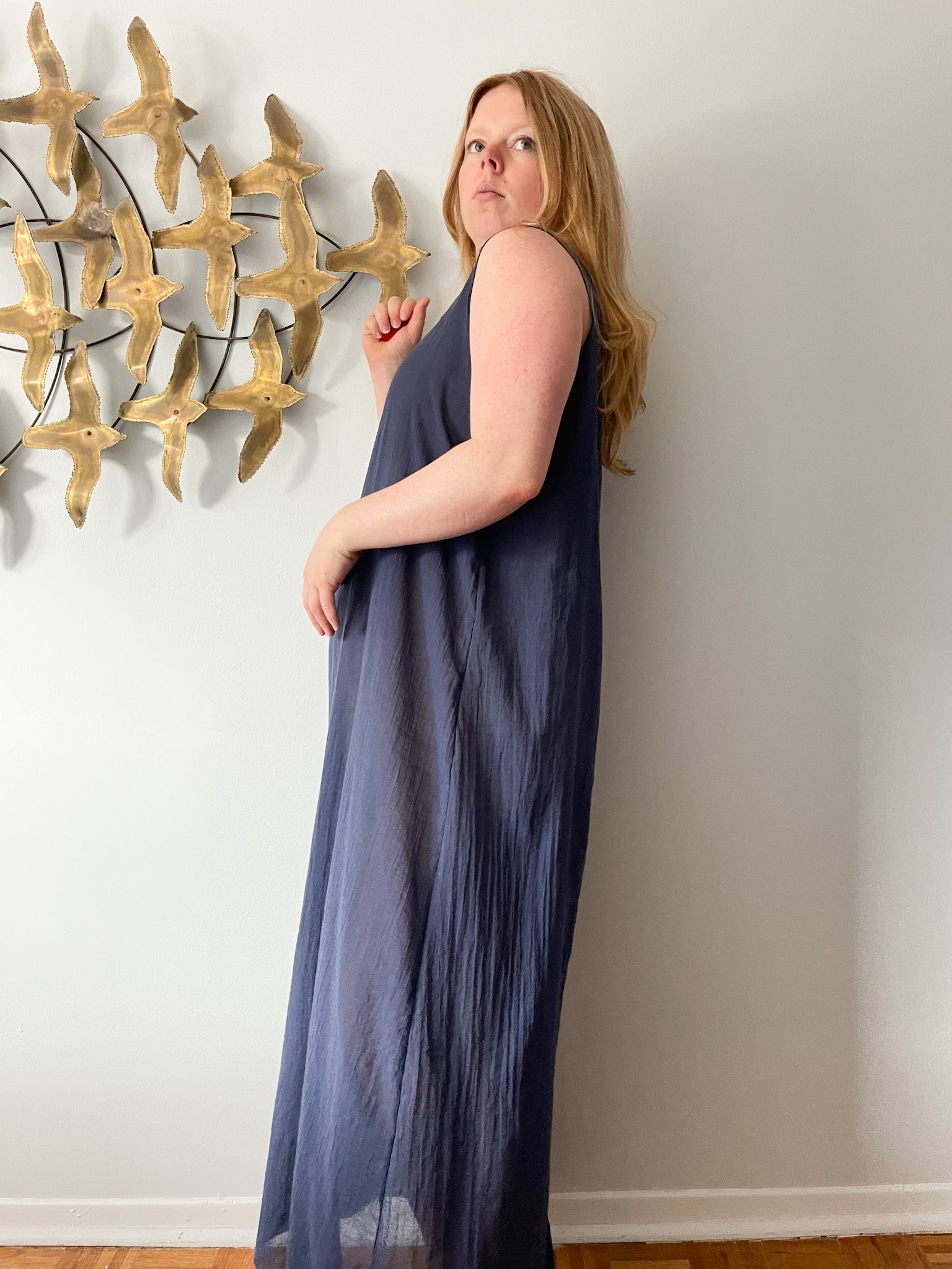 Linda Lundström Navy Lightweight Maxi Cover Up Dress - XL – Le