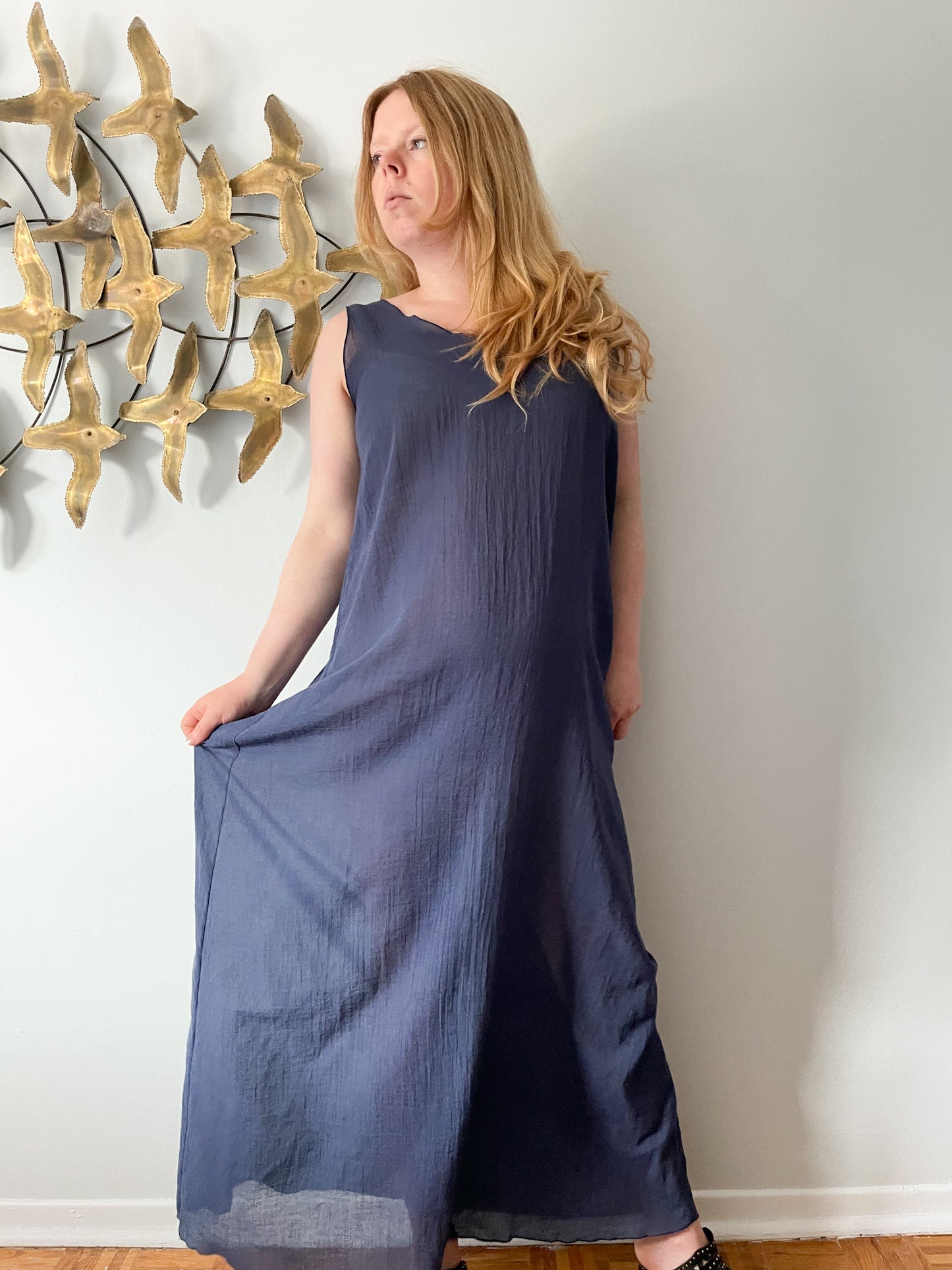 Linda Lundström Navy Lightweight Maxi Cover Up Dress - XL