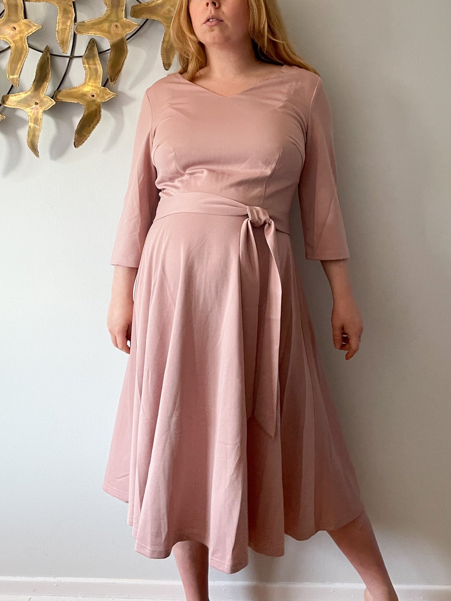 Dressystar Blush Pink Fit Flare 3/4 Sleeve Gown Dress NWT 2XL