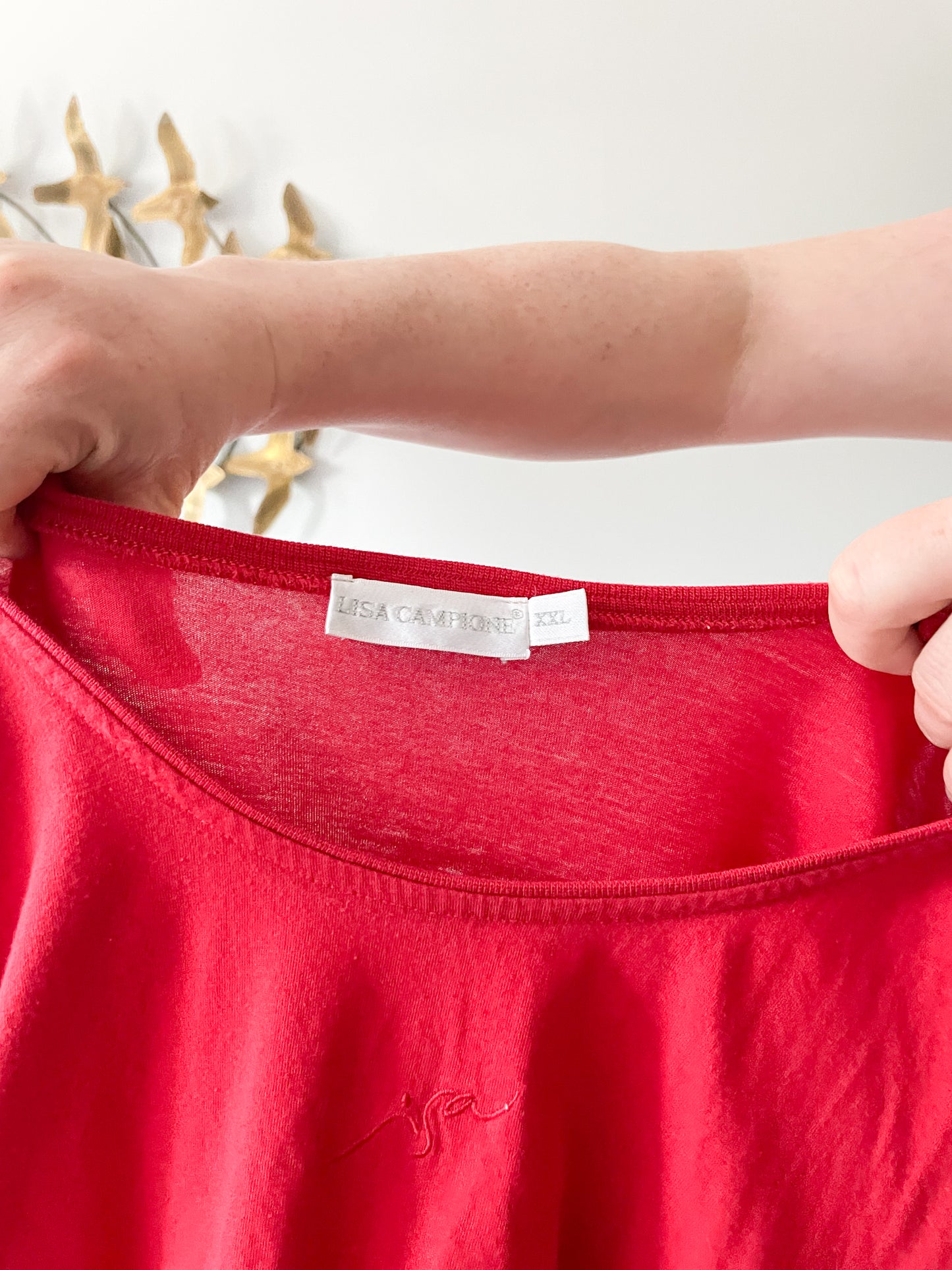Lisa Campione Red 100% Cotton T-Shirt - XL