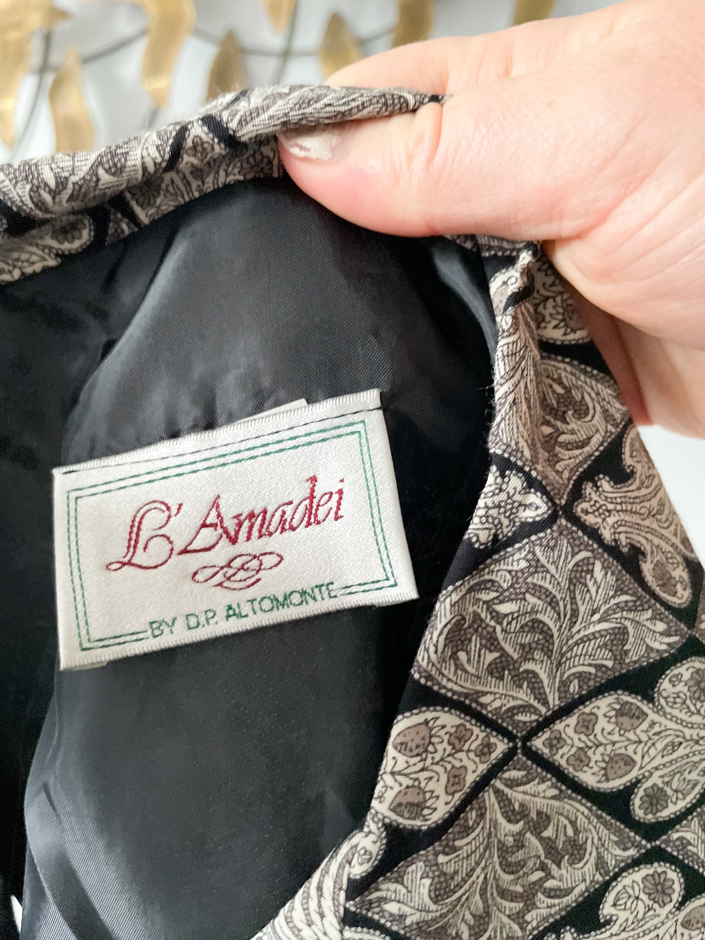 Vintage L'Amadei by D.P. Altomonte Black Brocade Button Front Vest Top - Small