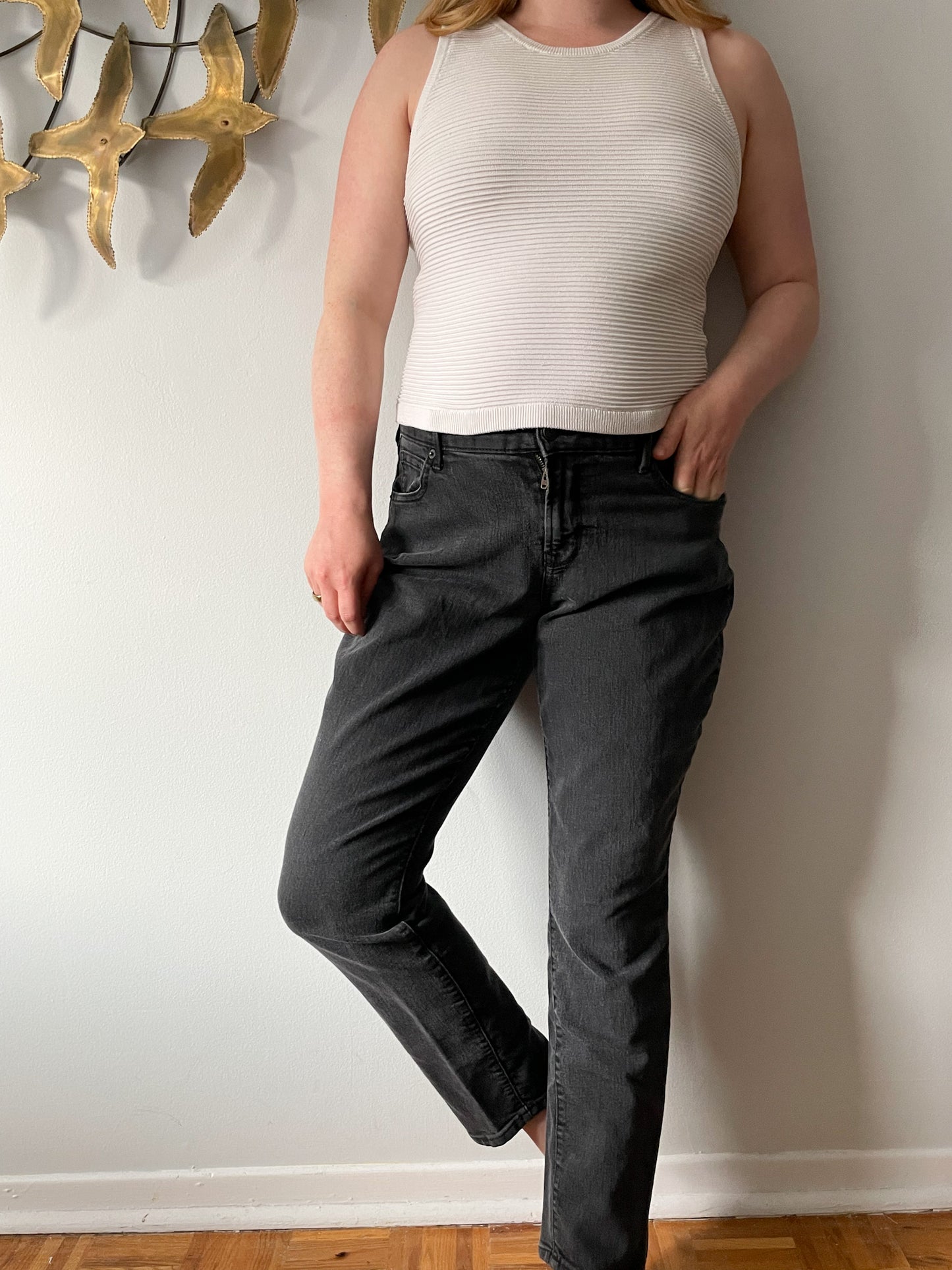 Old Navy Black Washed Curvy Denim High Rise Jeans - Size 14 Short