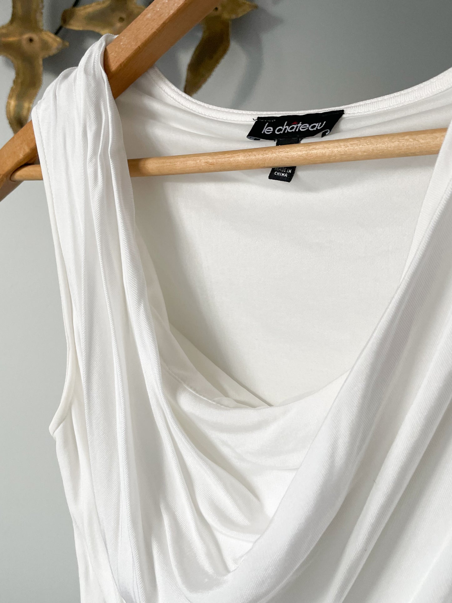 Le Chateau White Draped Wrap Style Sleeveless Top - XS/S