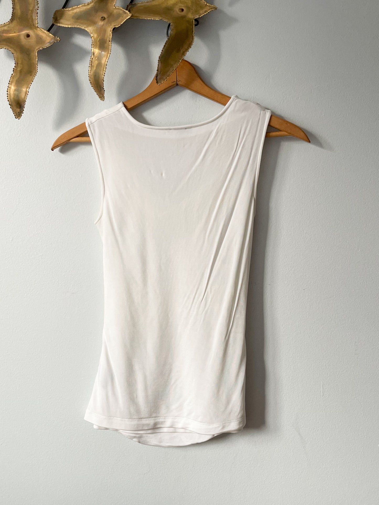 Le Chateau White Draped Wrap Style Sleeveless Top - XS/S