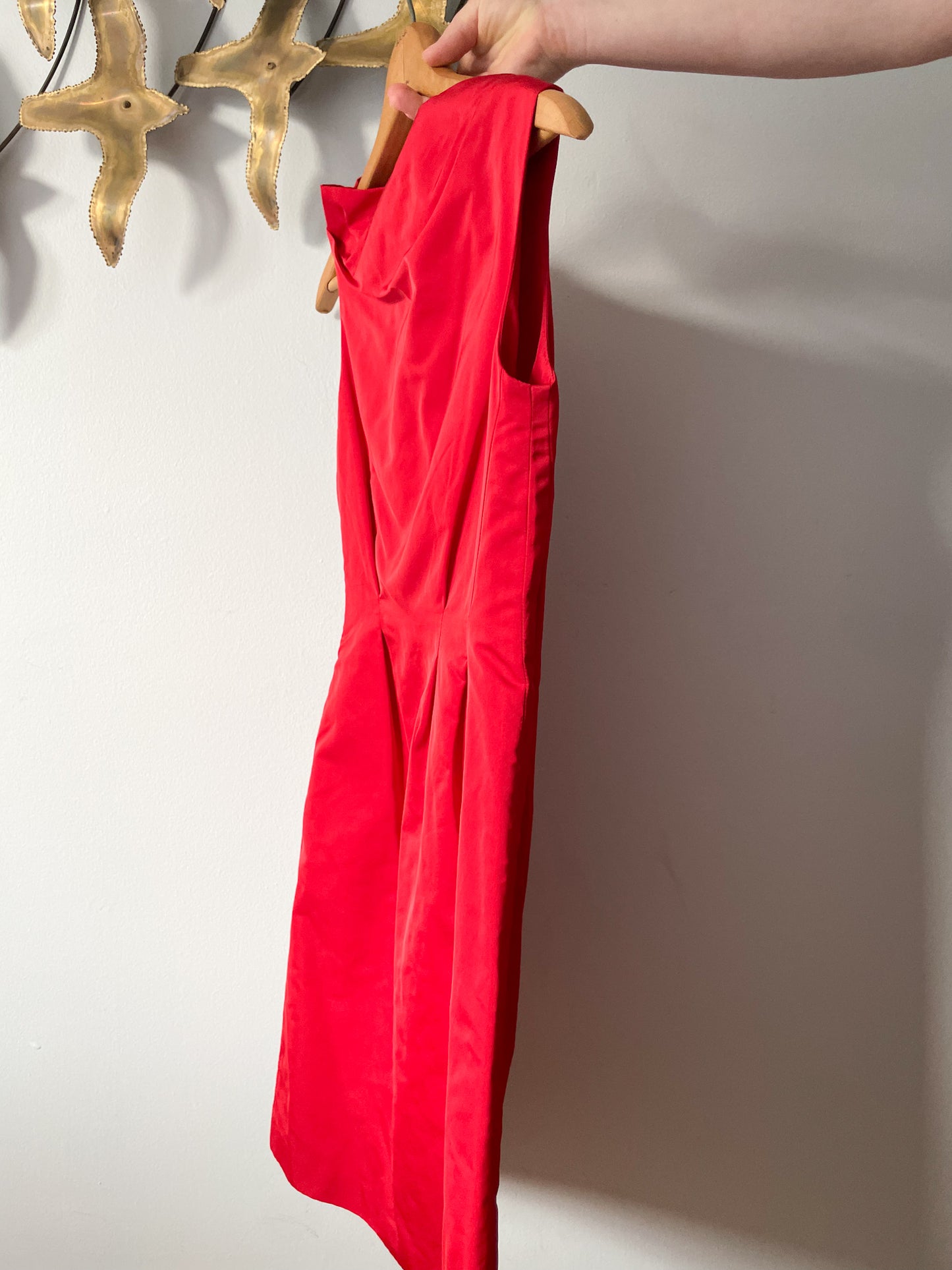 Lida Baday Red Gathered Sheath Dress - Size 2