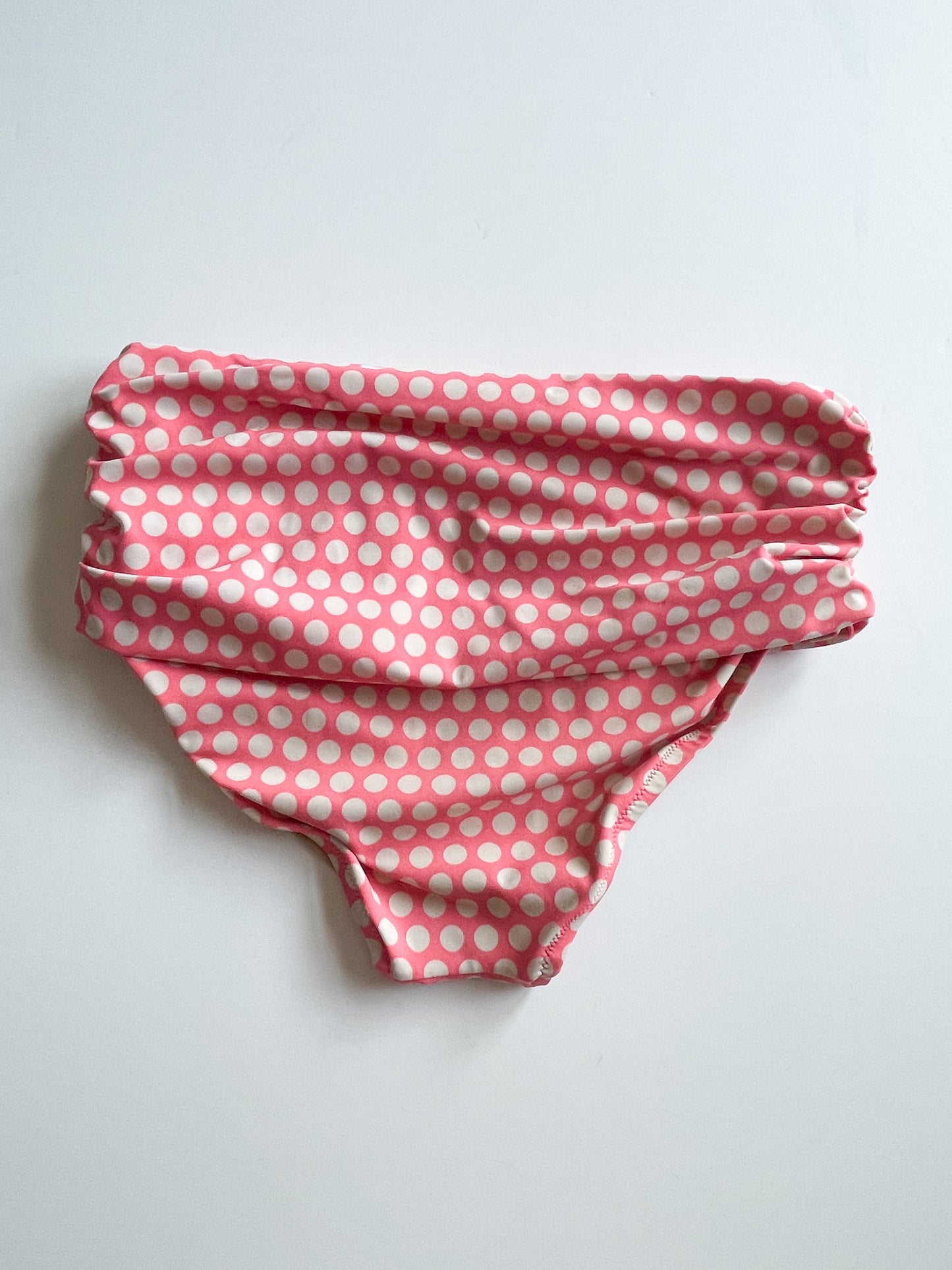 J. Crew Ruched High-Rise Bikini Bottom in Pink Polkadot Print - Small