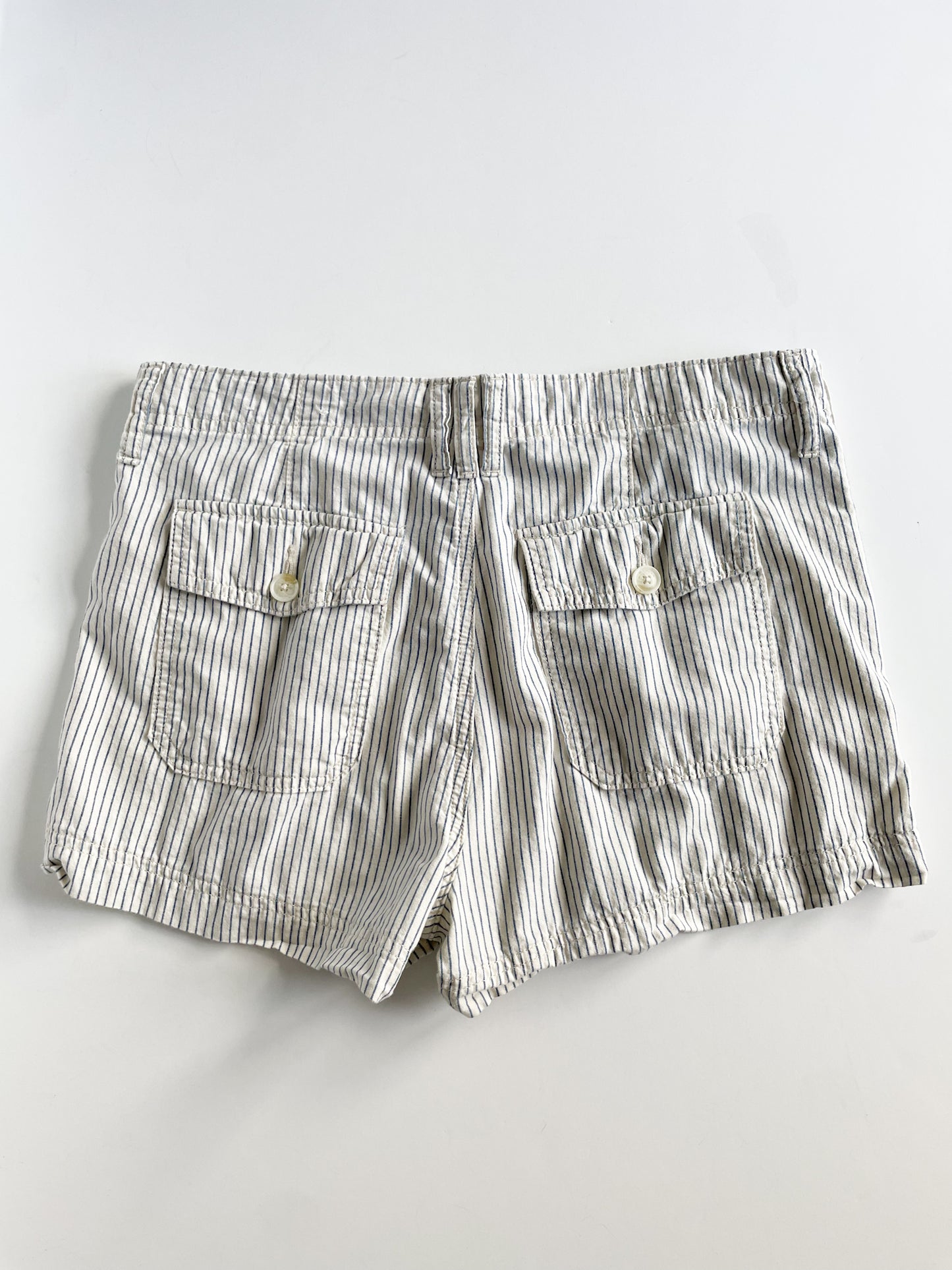 American Eagle Cream Blue Pinstripe 100% Cotton High Rise Shorts - Size 8