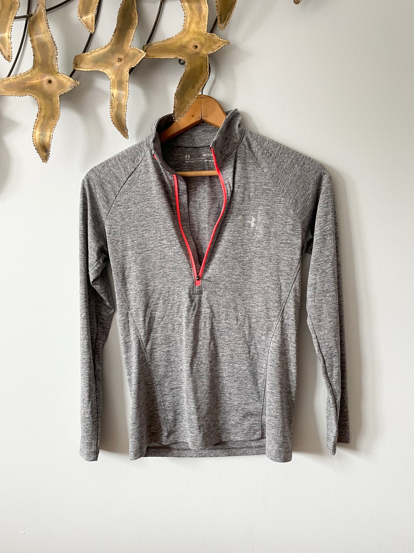 Under Armour Grey Women's Loose Tech™ Heat Geat ½ Zip Long Sleeve Top - Small