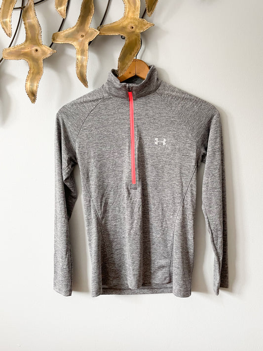 Under Armour Grey Women's Loose Tech™ Heat Geat ½ Zip Long Sleeve Top - Small