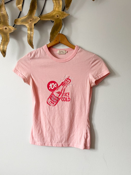 Buffalo David Bitton Bubblegum Pink Cotton Soda Pop Graphic T-Shirt - XS