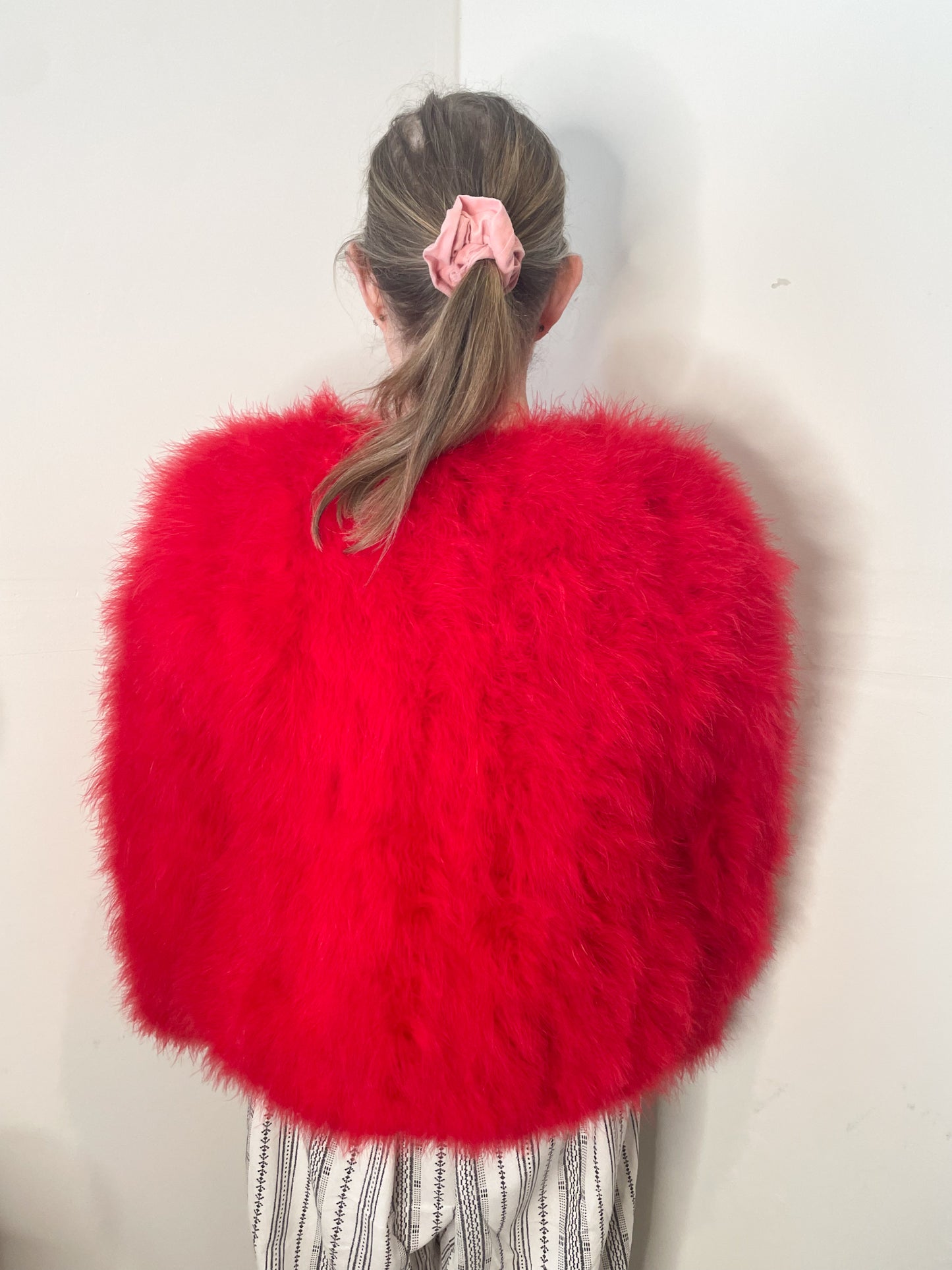 Pello Bello Red Real Feather Fluffy Statement Jacket - Medium (In-Store Exclusive)