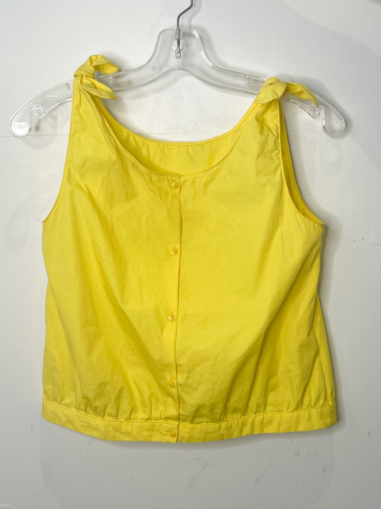 Zara Trafaluc Yellow 100% Cotton Bow Shoulder Button Back Sleeveless Top - Small