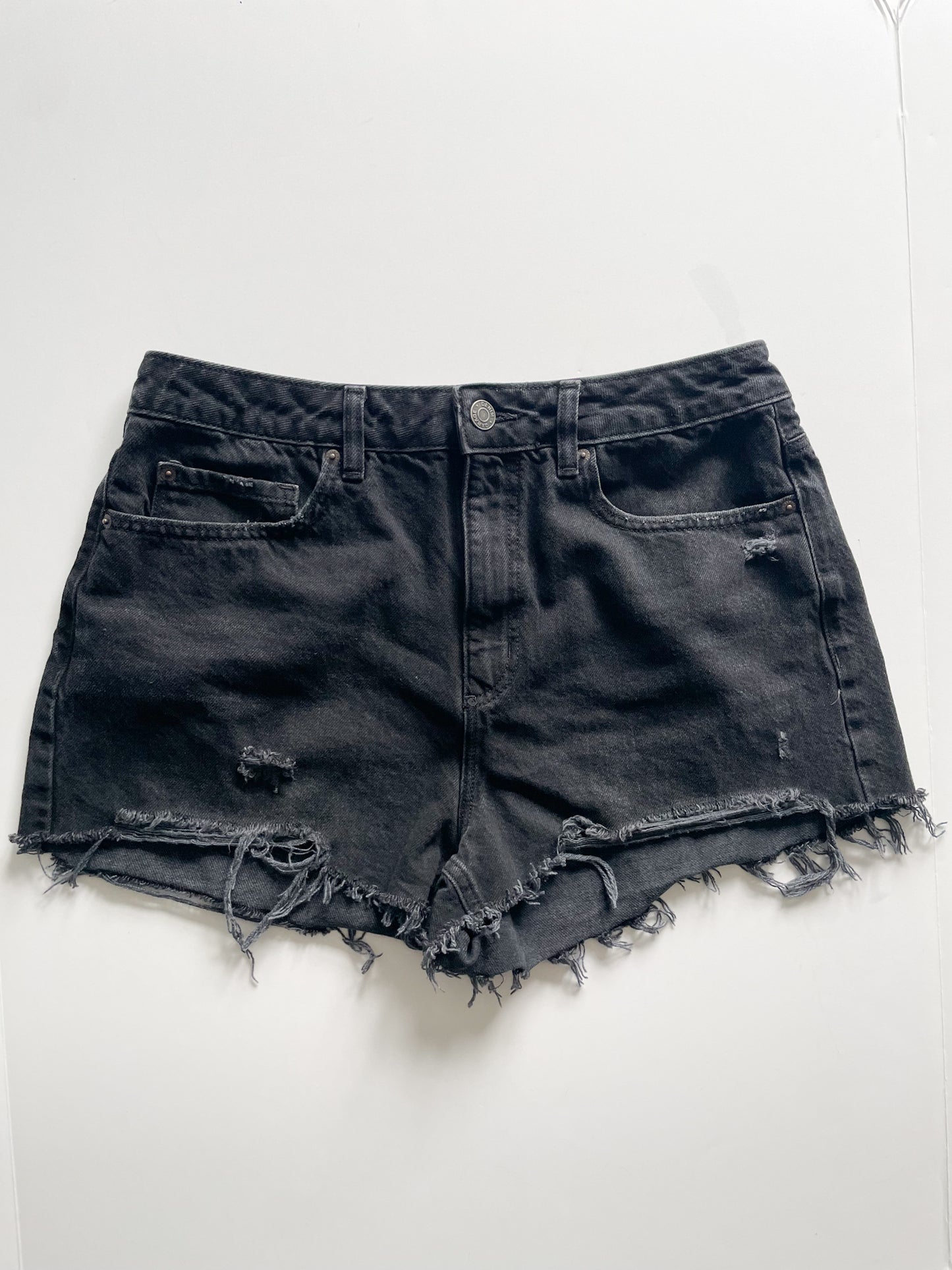 Garage Black Cutoff High Rise Cotton Denim Festival Shorts - Size 30