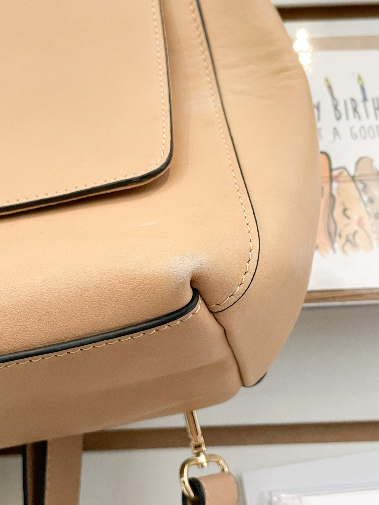 Antonio Melani Camel Genuine Leather Convertible Backpack Purse