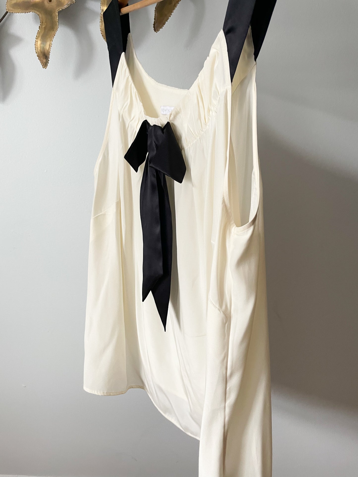RSVP by Talbots Black White 100% Silk Bow Sleeveless Top - 3X