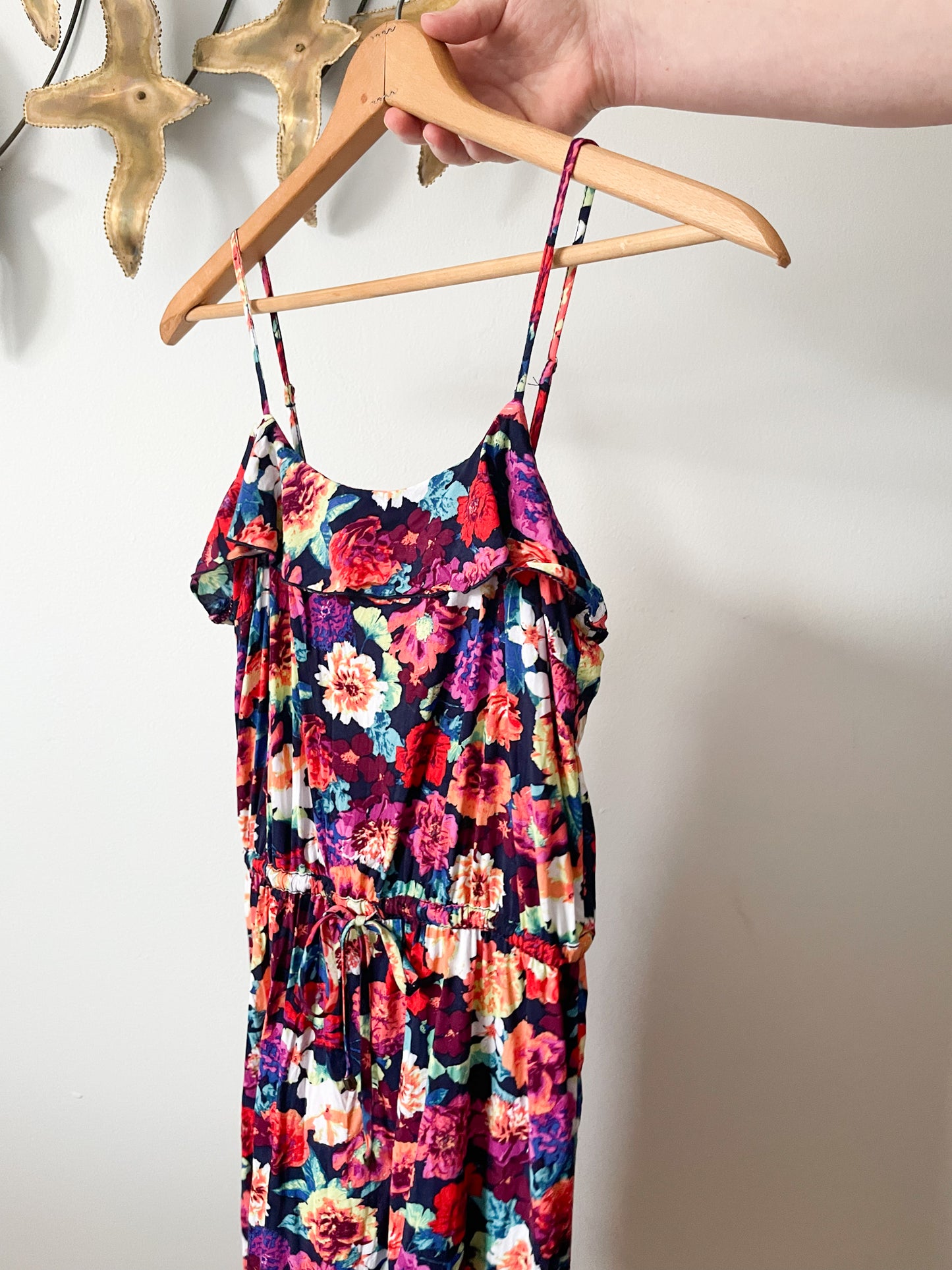 Garage Rainbow Floral Ruffle Dress - Small