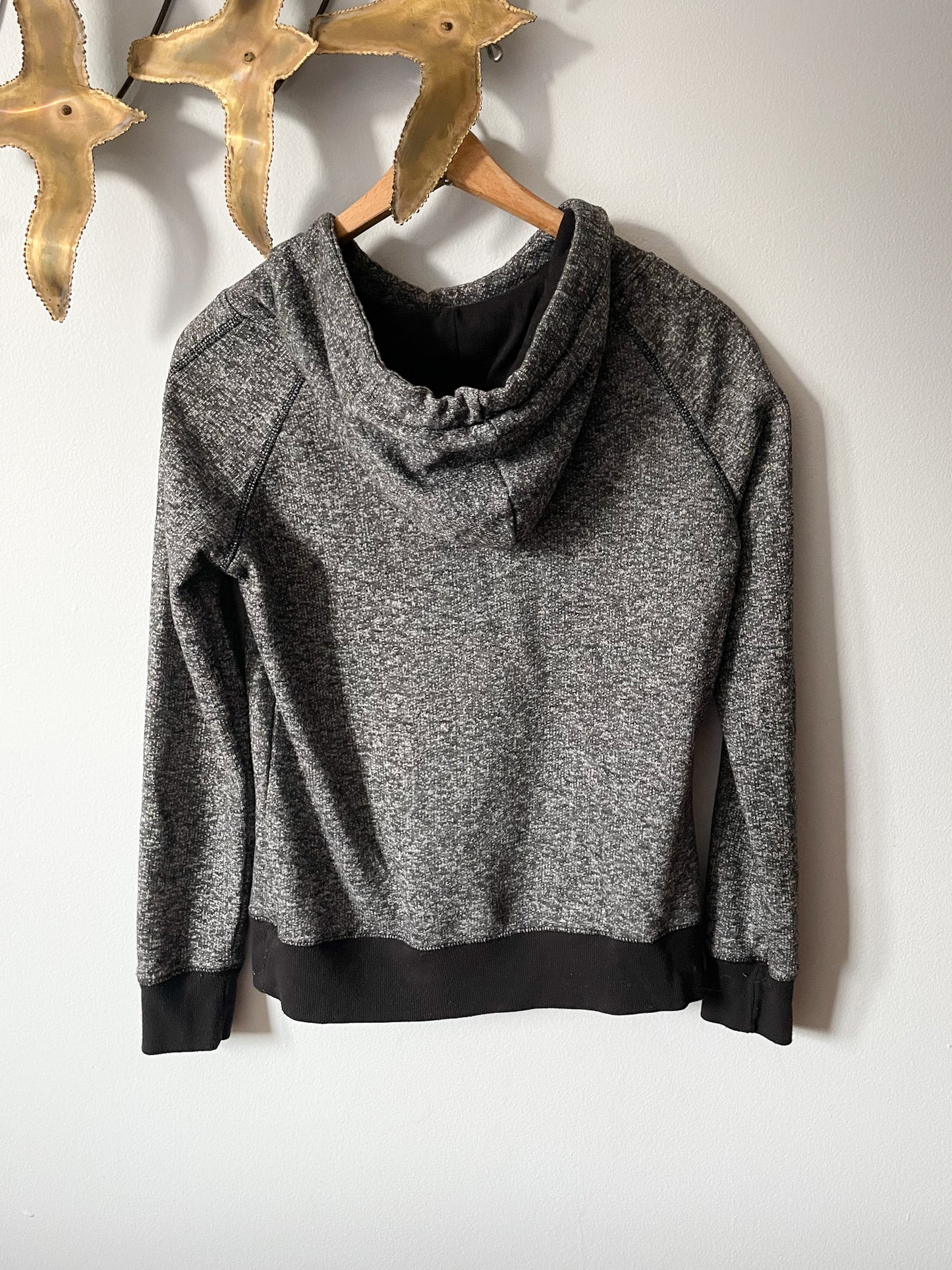 Jo & Co Heathered Grey Funnel Neck Pullover Hoodie Sweater - Medium