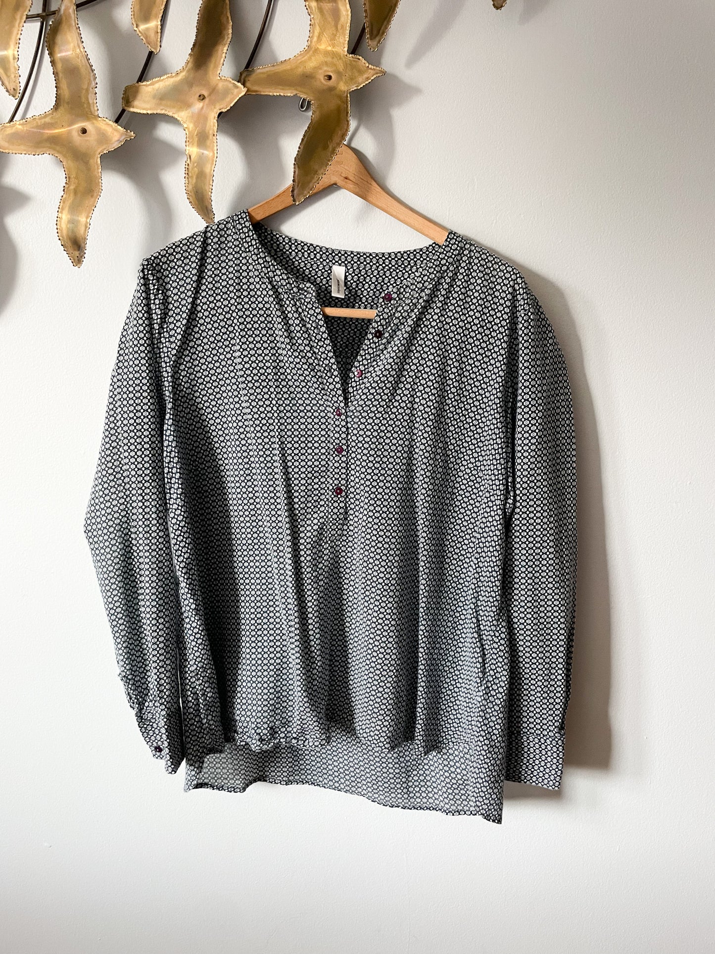 Soya Concept Grey Printed 100% Cotton Long Sleeve Top - XL