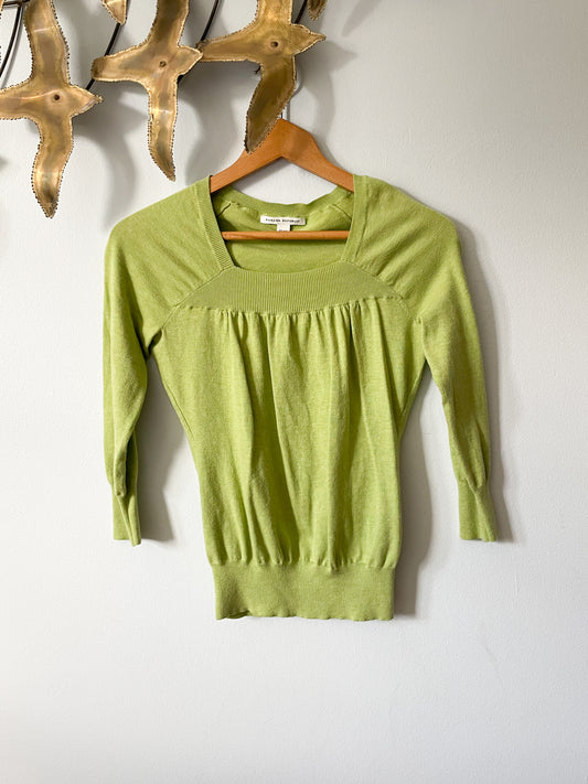 Banana Republic Green Square Neck Knit 3/4 Sleeve Top - XS/S