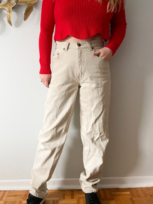 Eddie Bauer Beige 100% Cotton High Rise Wide Leg Jeans - Size 30 x 32