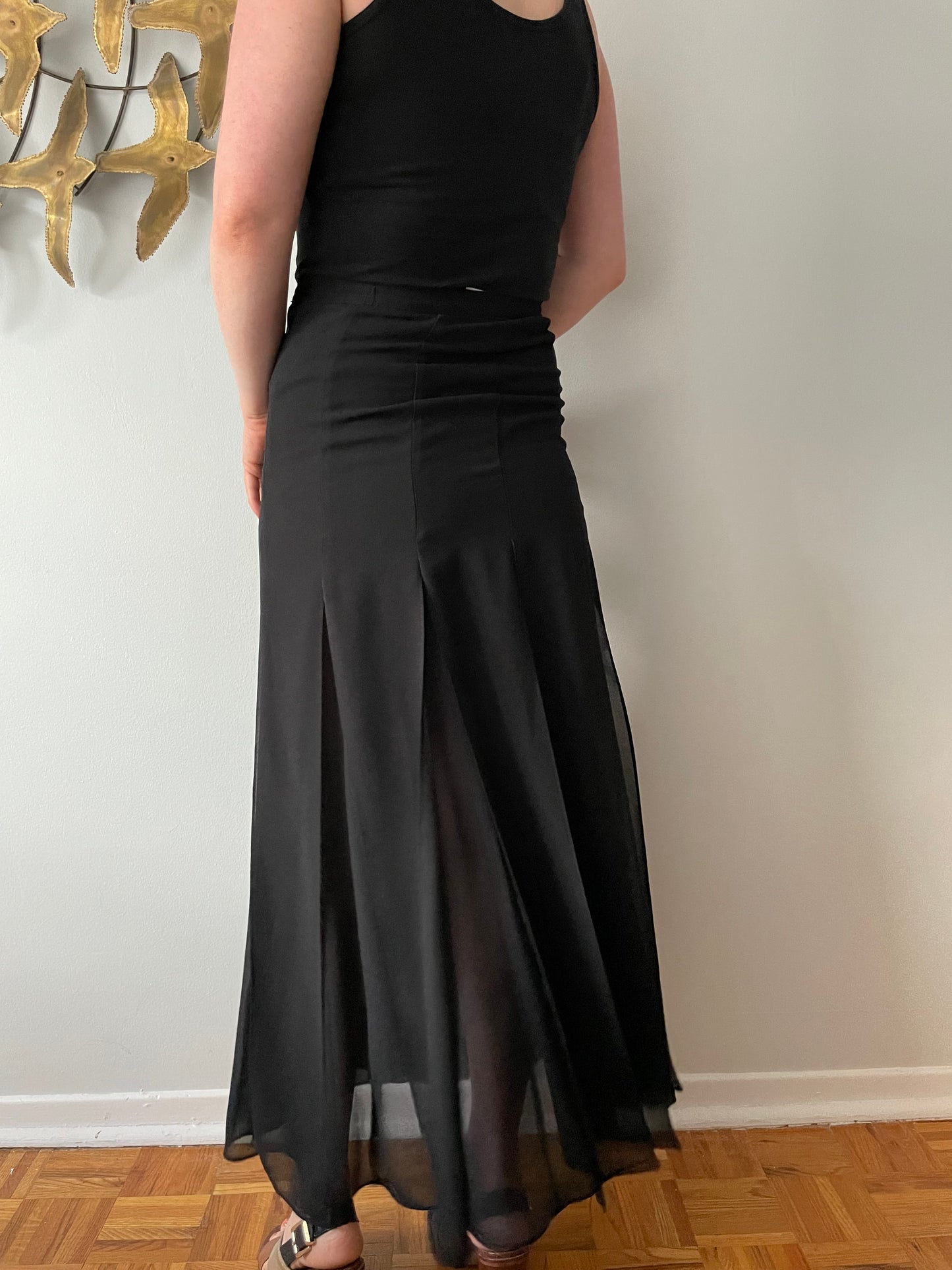Cartise International Black Maxi Pleated Skirt - Size 4