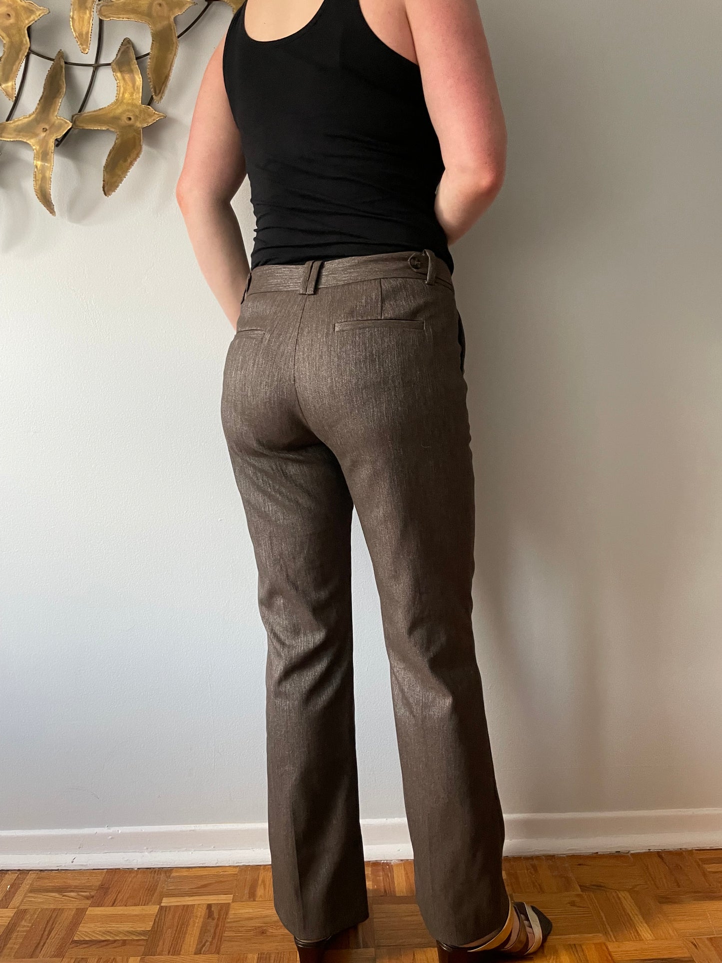 MEXX Brown Shiny Wide Leg Trouser Pants - Size 36 (Small)
