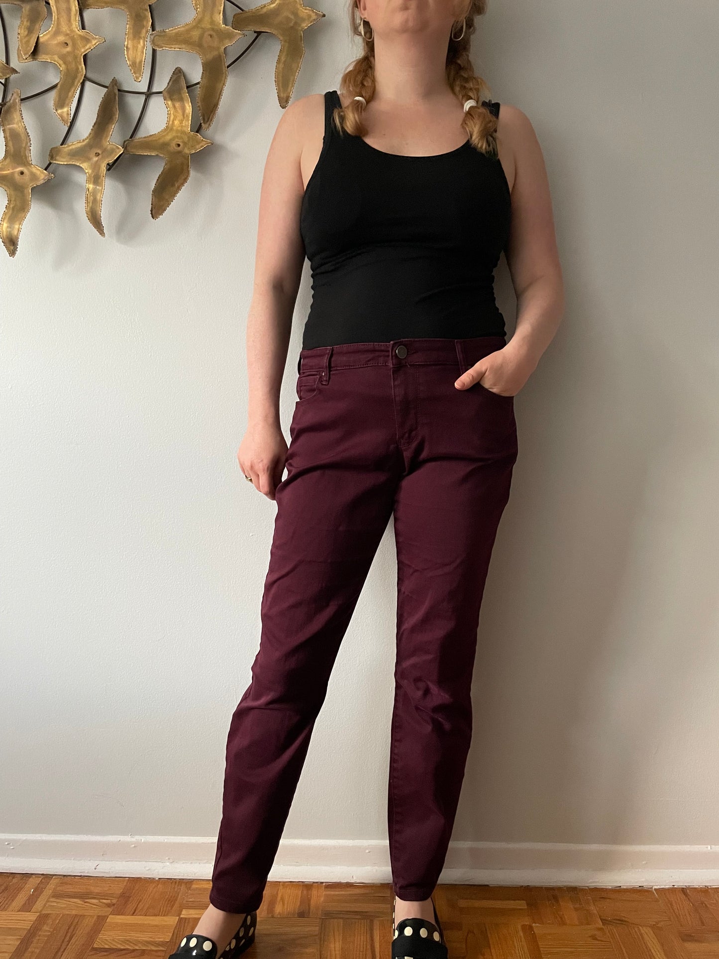 R Jeans Wine Red Slim Stretch Pants - Size 31