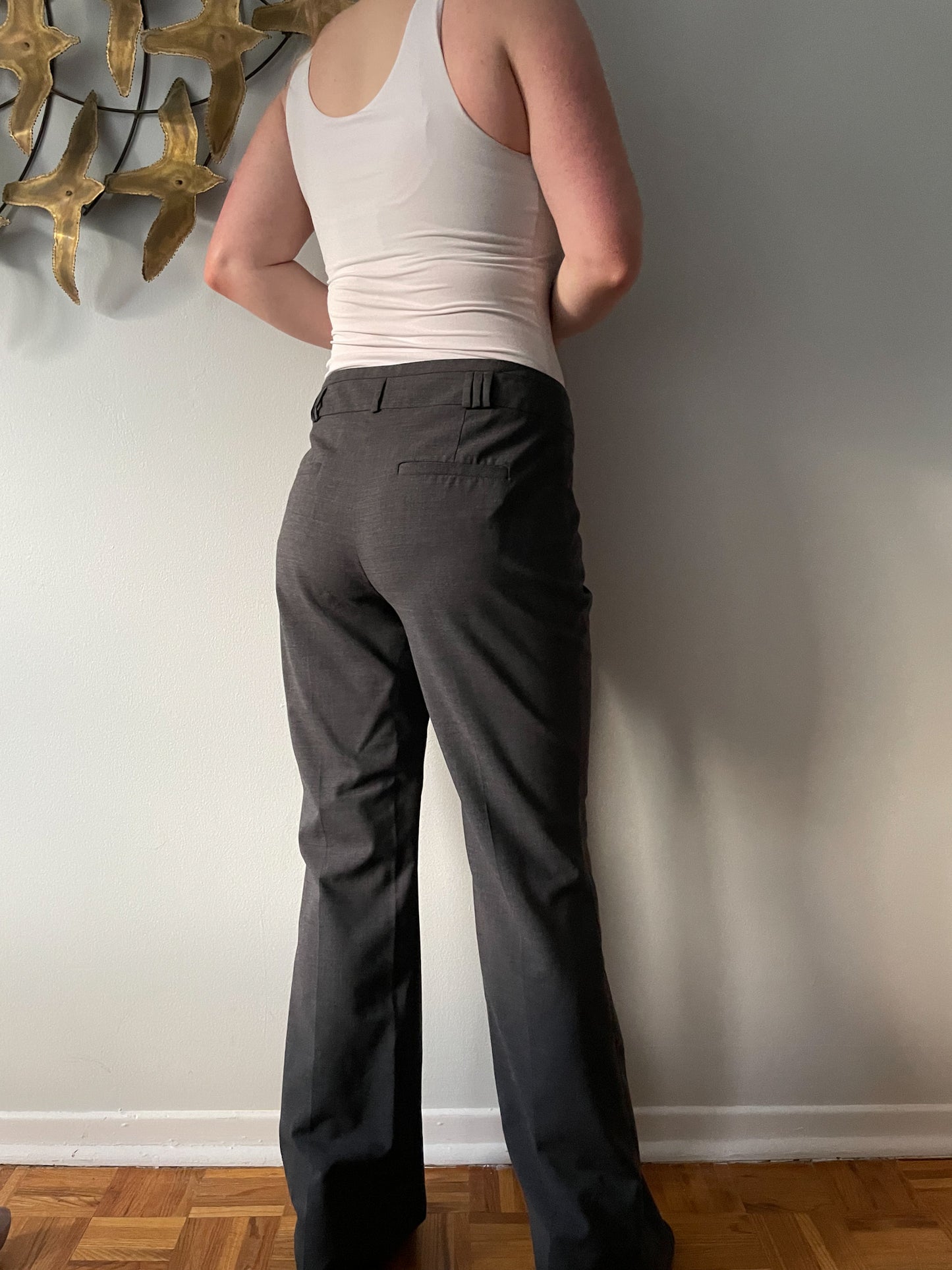 Le Chateau Grey Mid Rise Straight Leg Wool Blend Trouser Pants - Medium