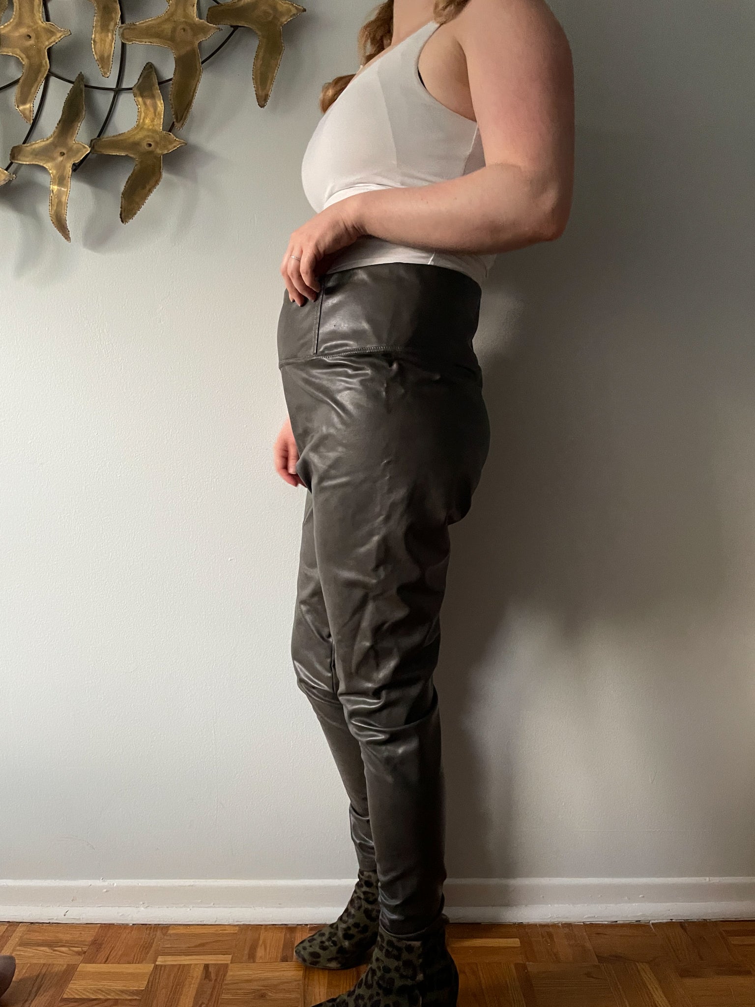 Leather Leggings - Light taupe - Ladies