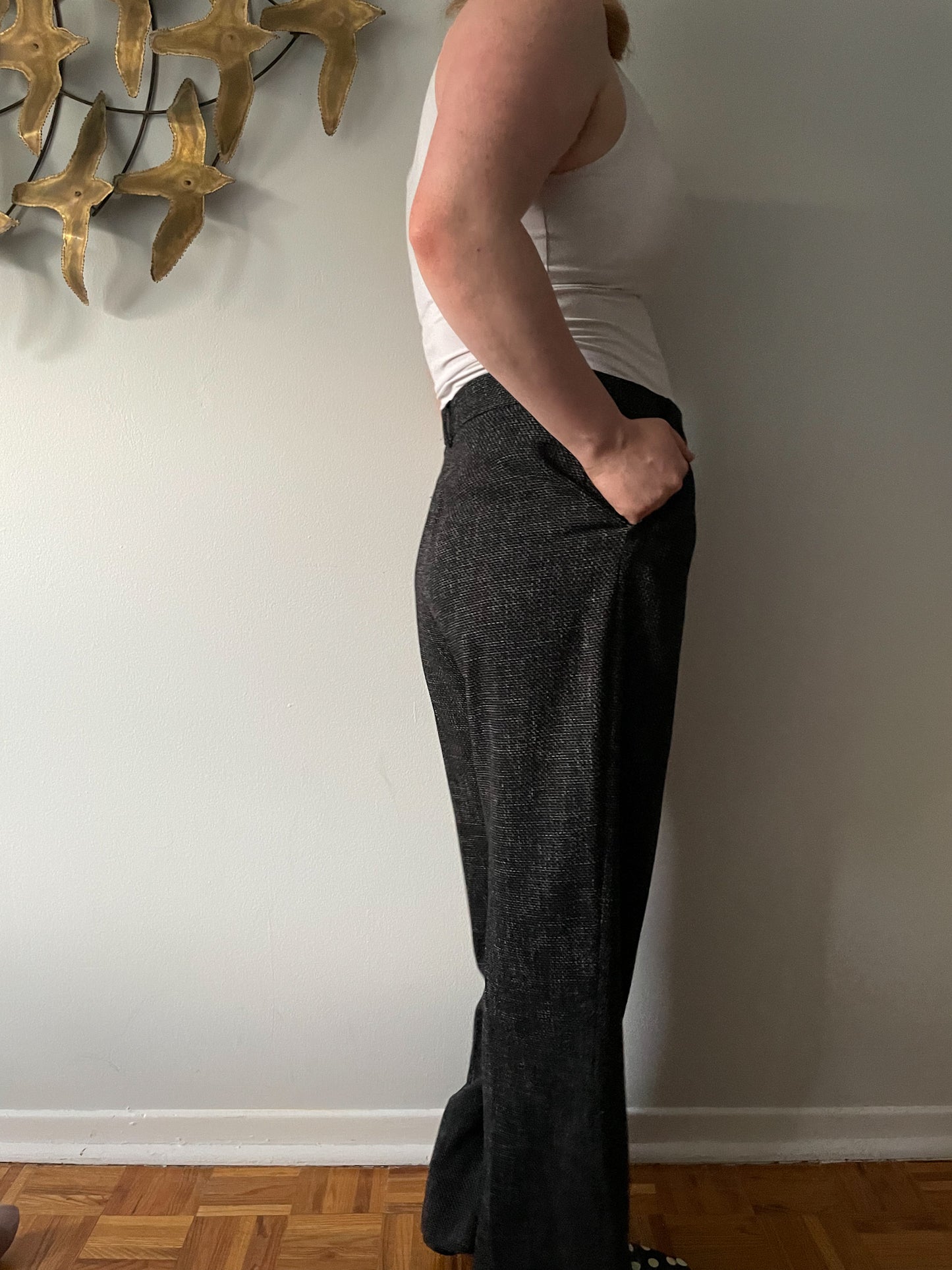 Saint-Honore Paris Black Woven Wide Leg Suit Trouser Pants - Size 10