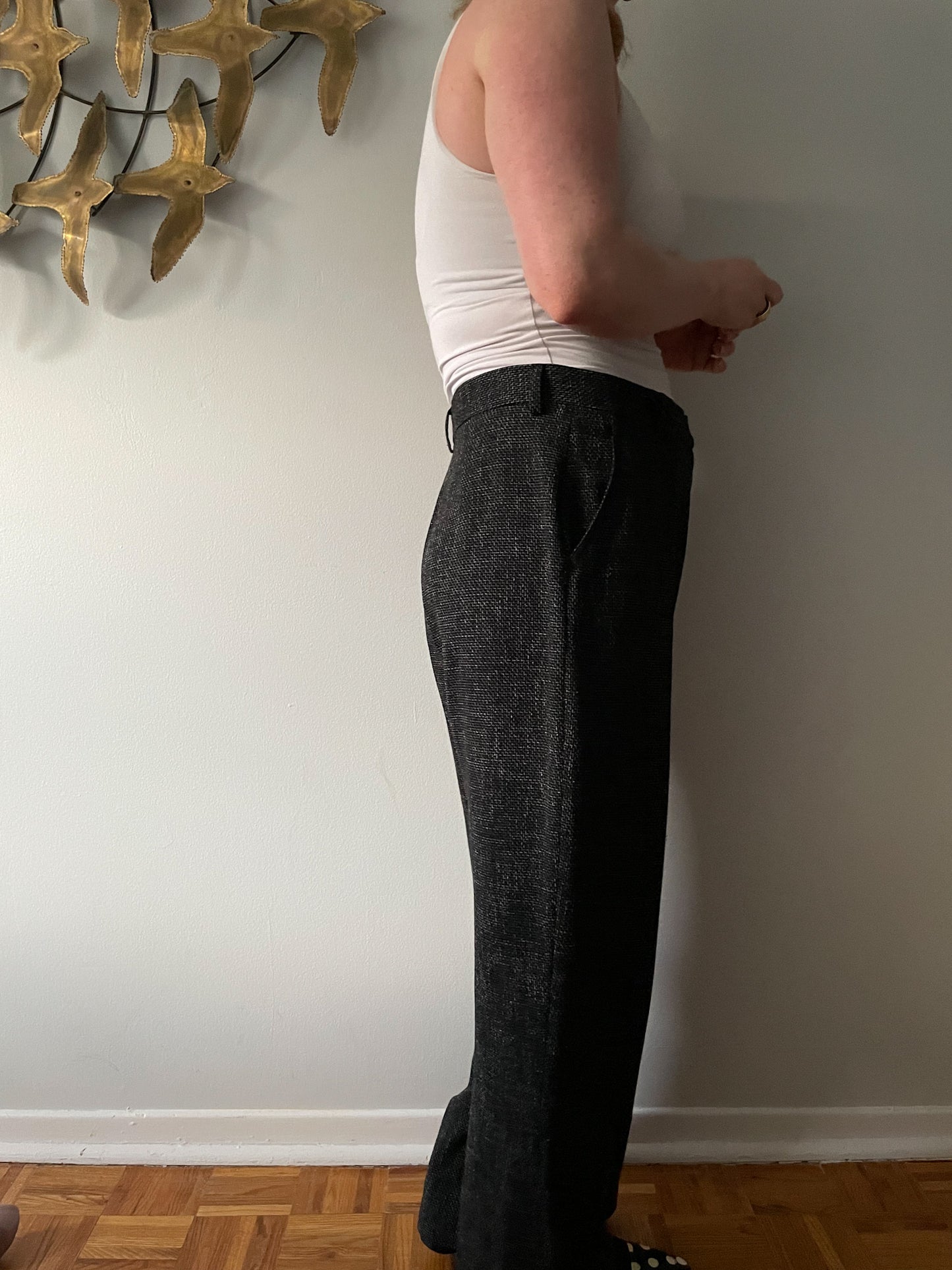 Saint-Honore Paris Black Woven Wide Leg Suit Trouser Pants - Size 10