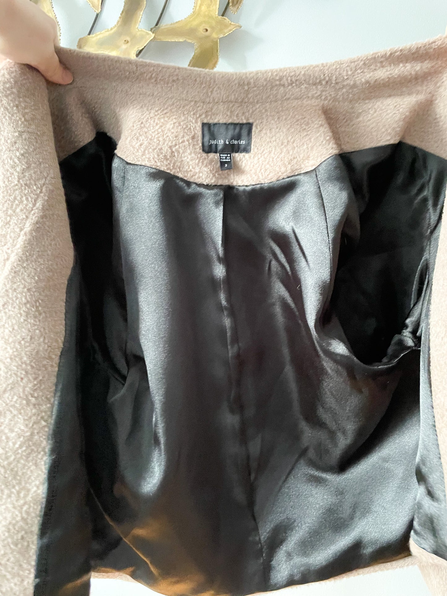 Judith & Charles Taupe Wool Alpaca Raglan Sleeve Cropped Jacket - S/M