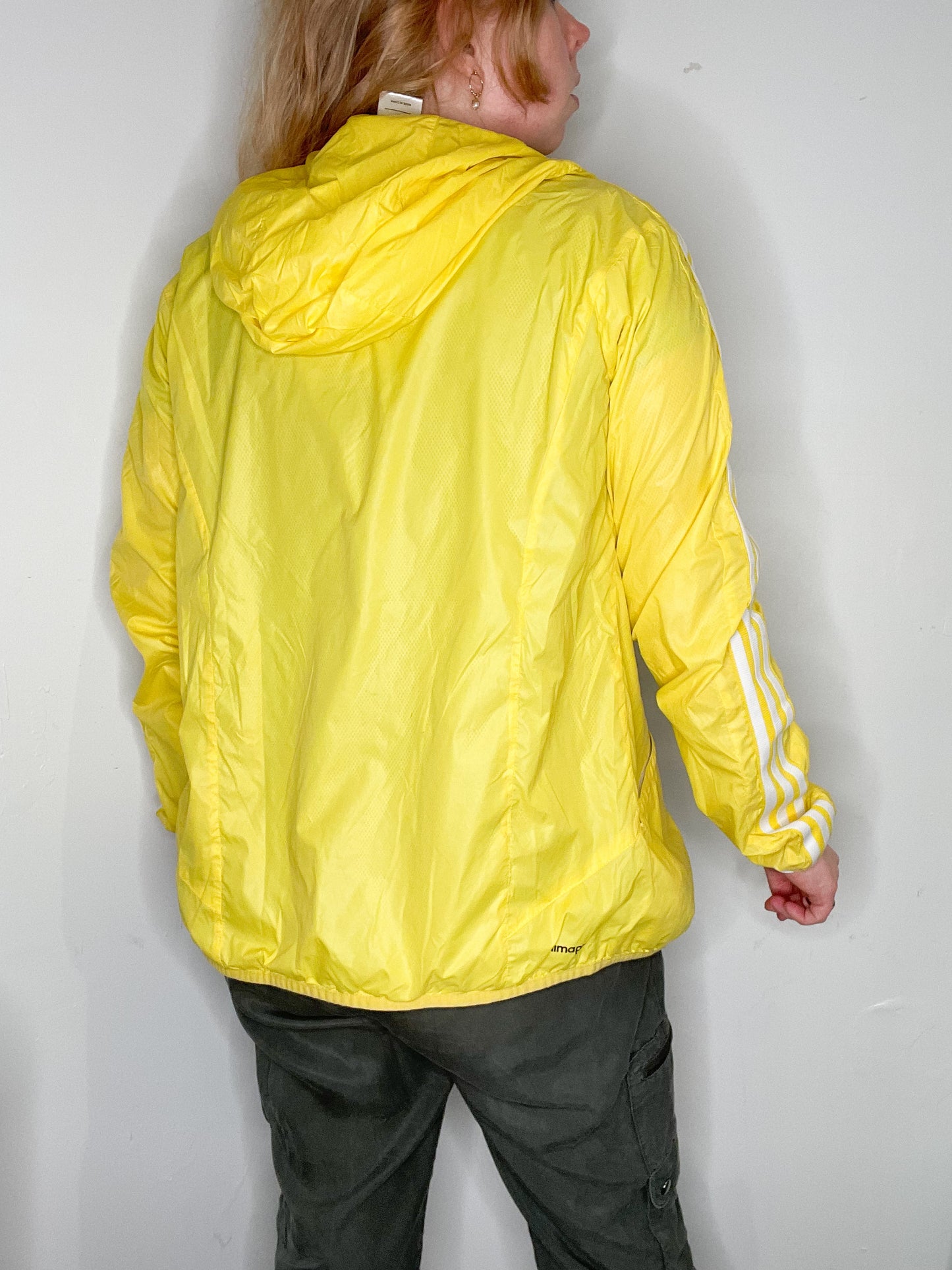 Adidas Yellow Full Zip Nylon Windbreaker Jacket - Small