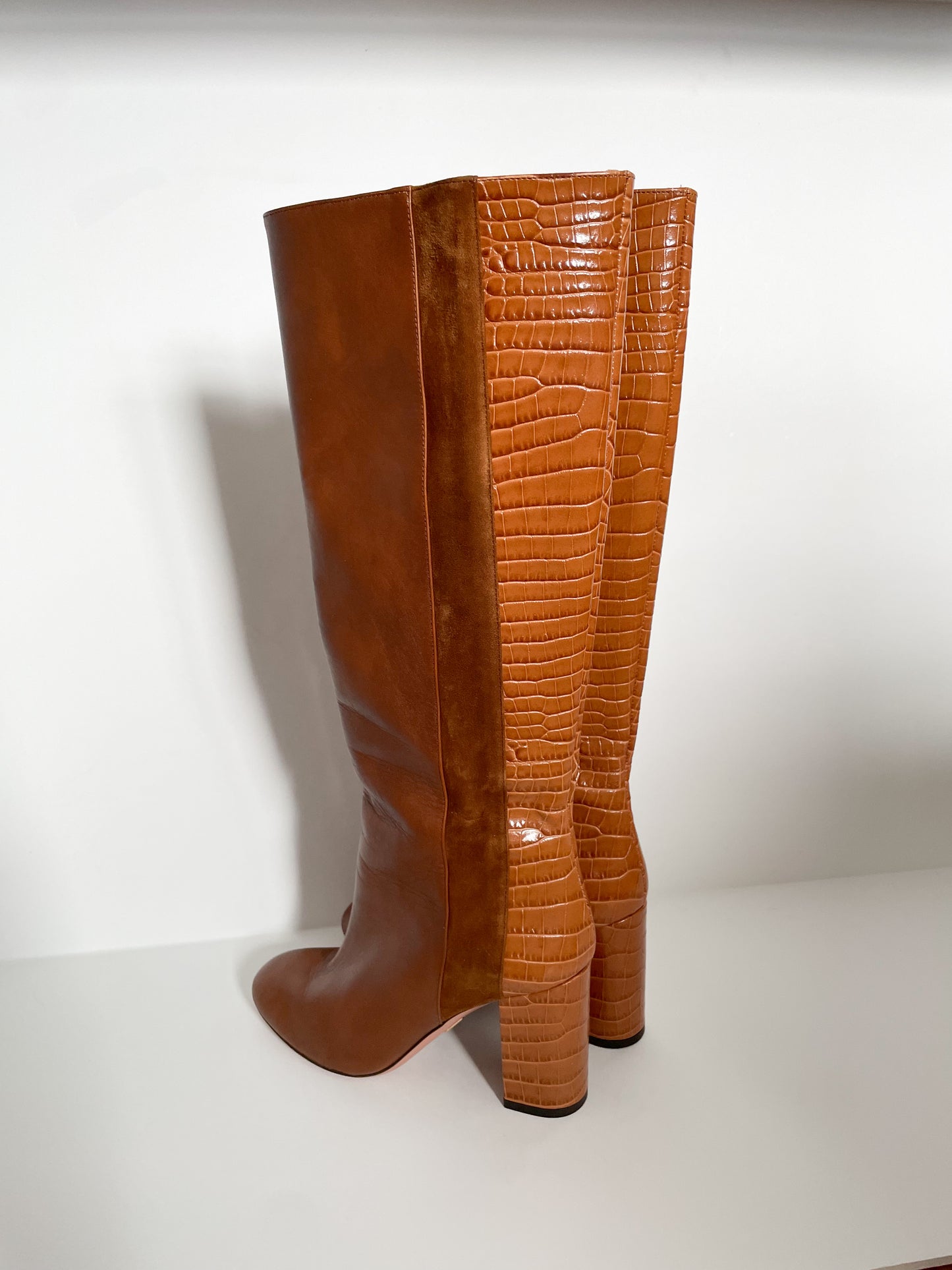 Aquazzura Manzoni Camel Leather Knee-High Boots - Size 35