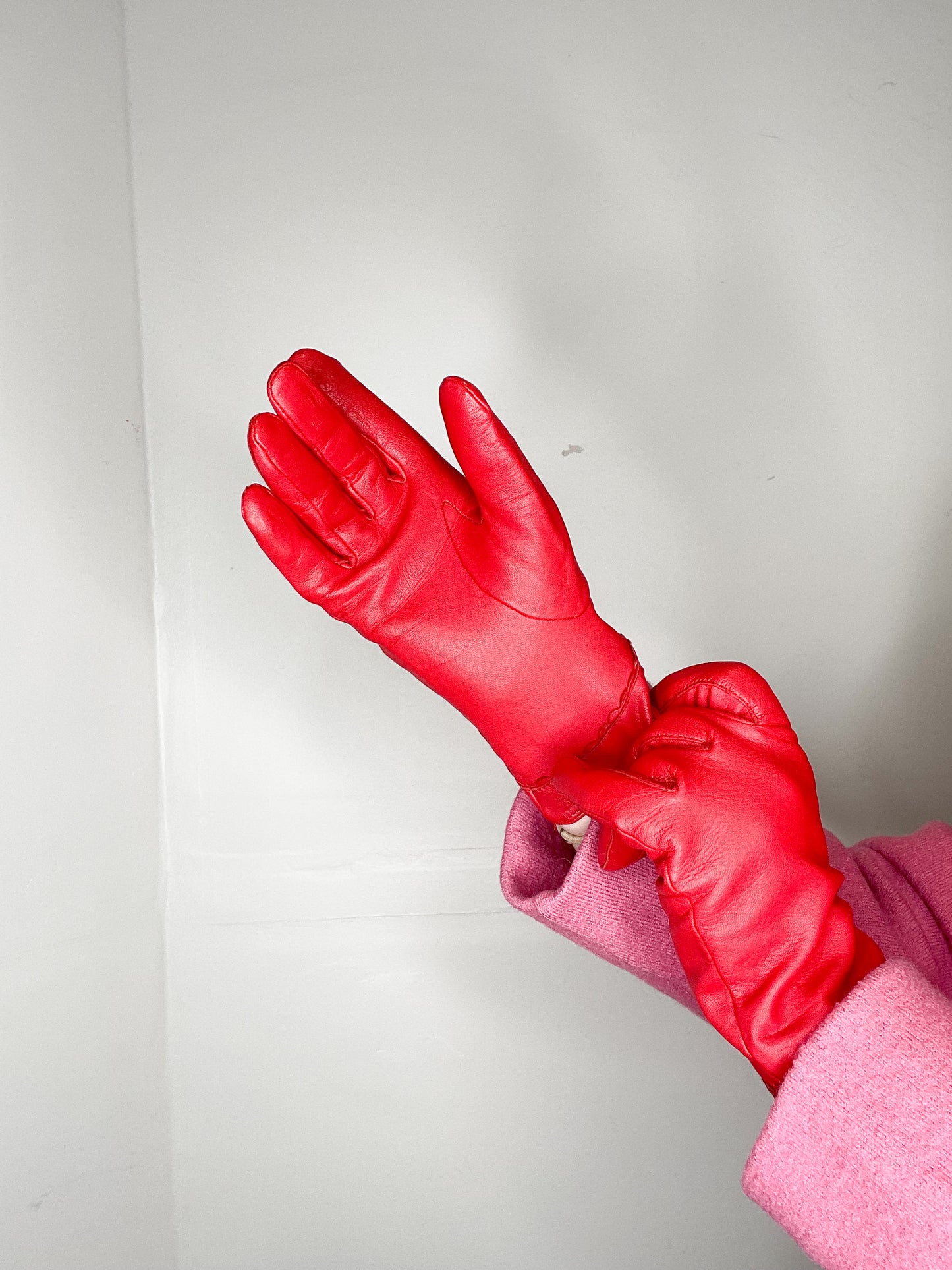 Kenneth Cole Reaction Genuine Red Leather Gloves - Size 7