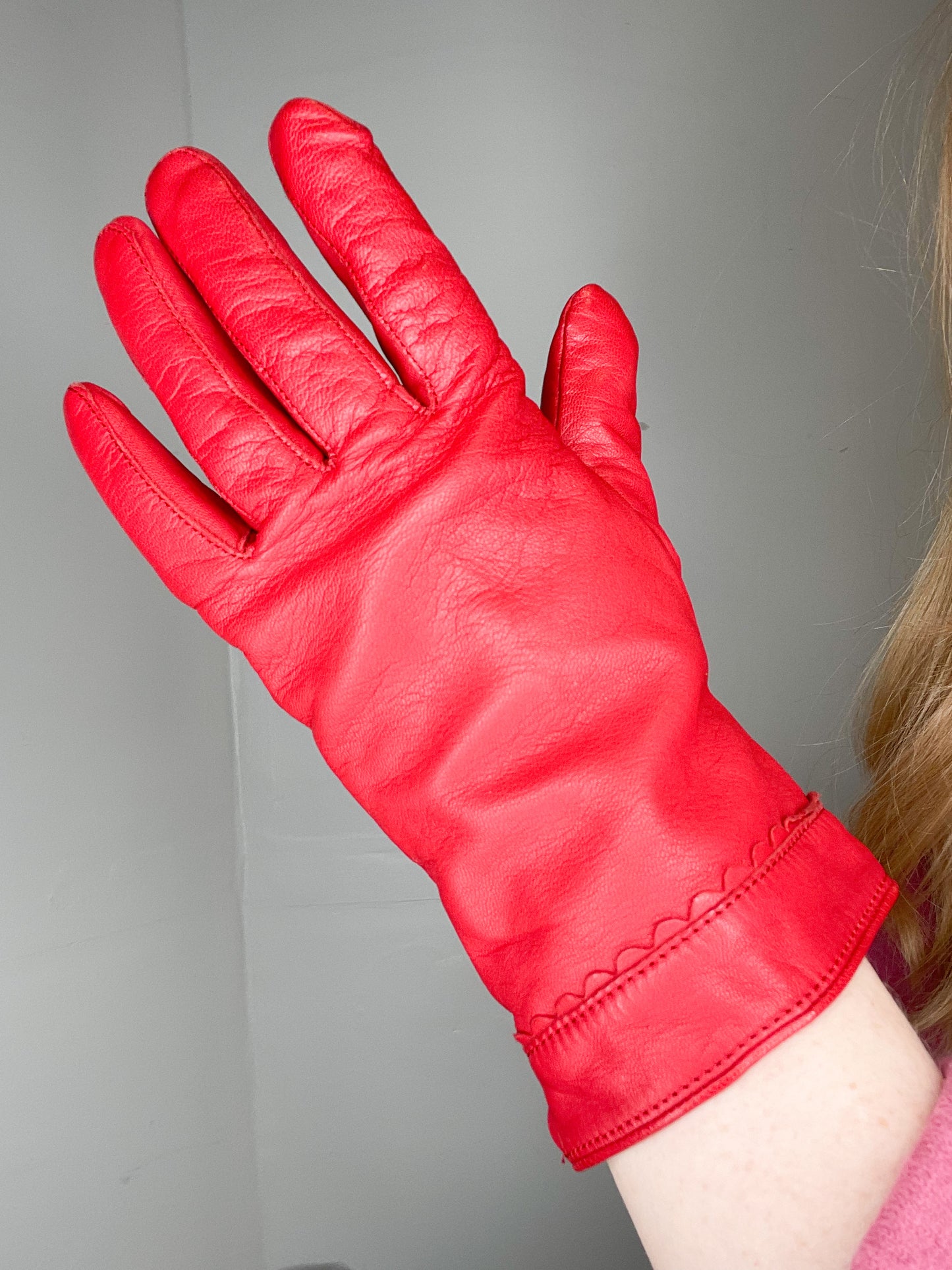 Kenneth Cole Reaction Genuine Red Leather Gloves - Size 7