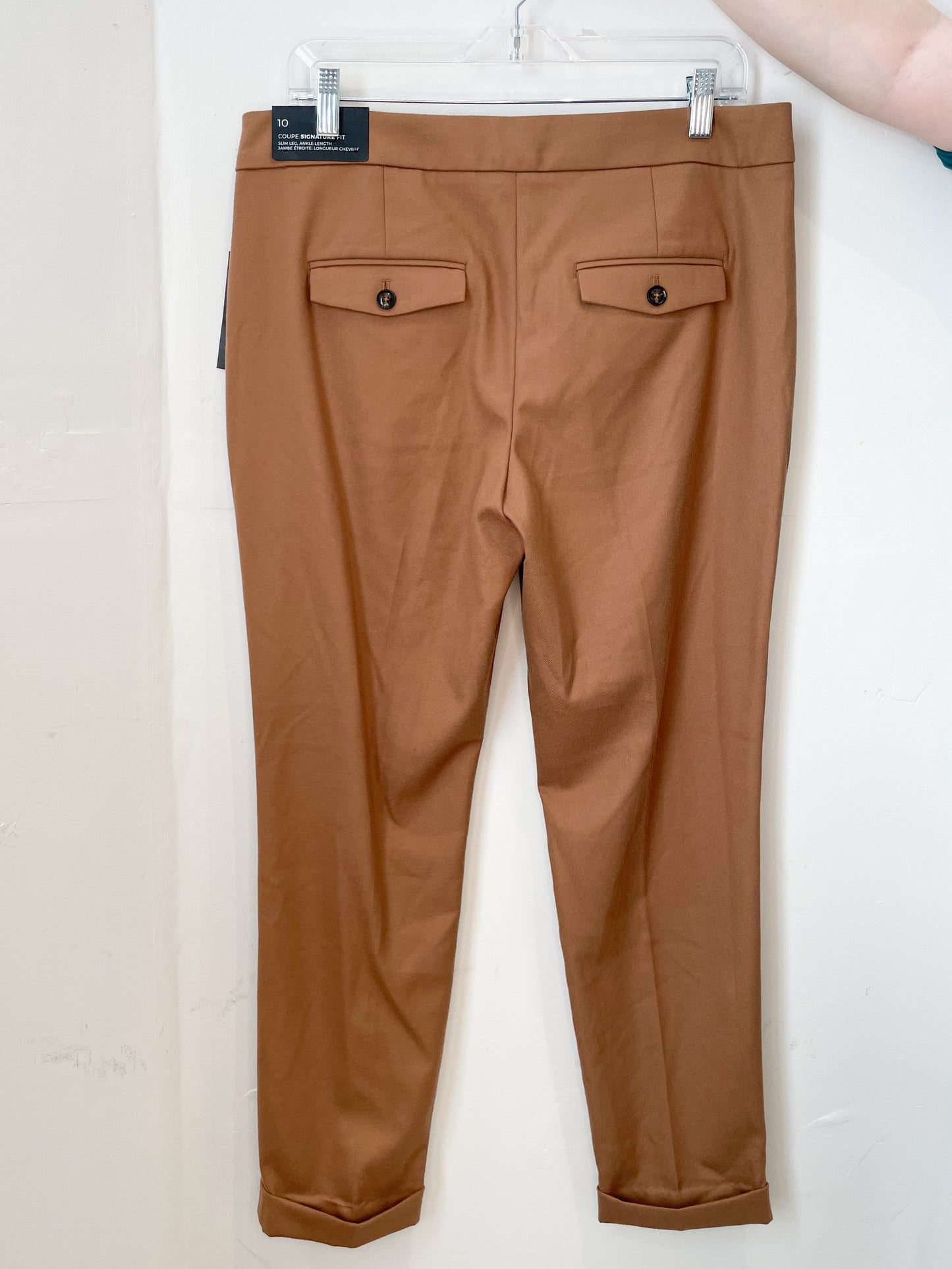 RW & Co. Camel Tailored Slim Leg Suit Ankle Trouser Pants NWT - Size 10