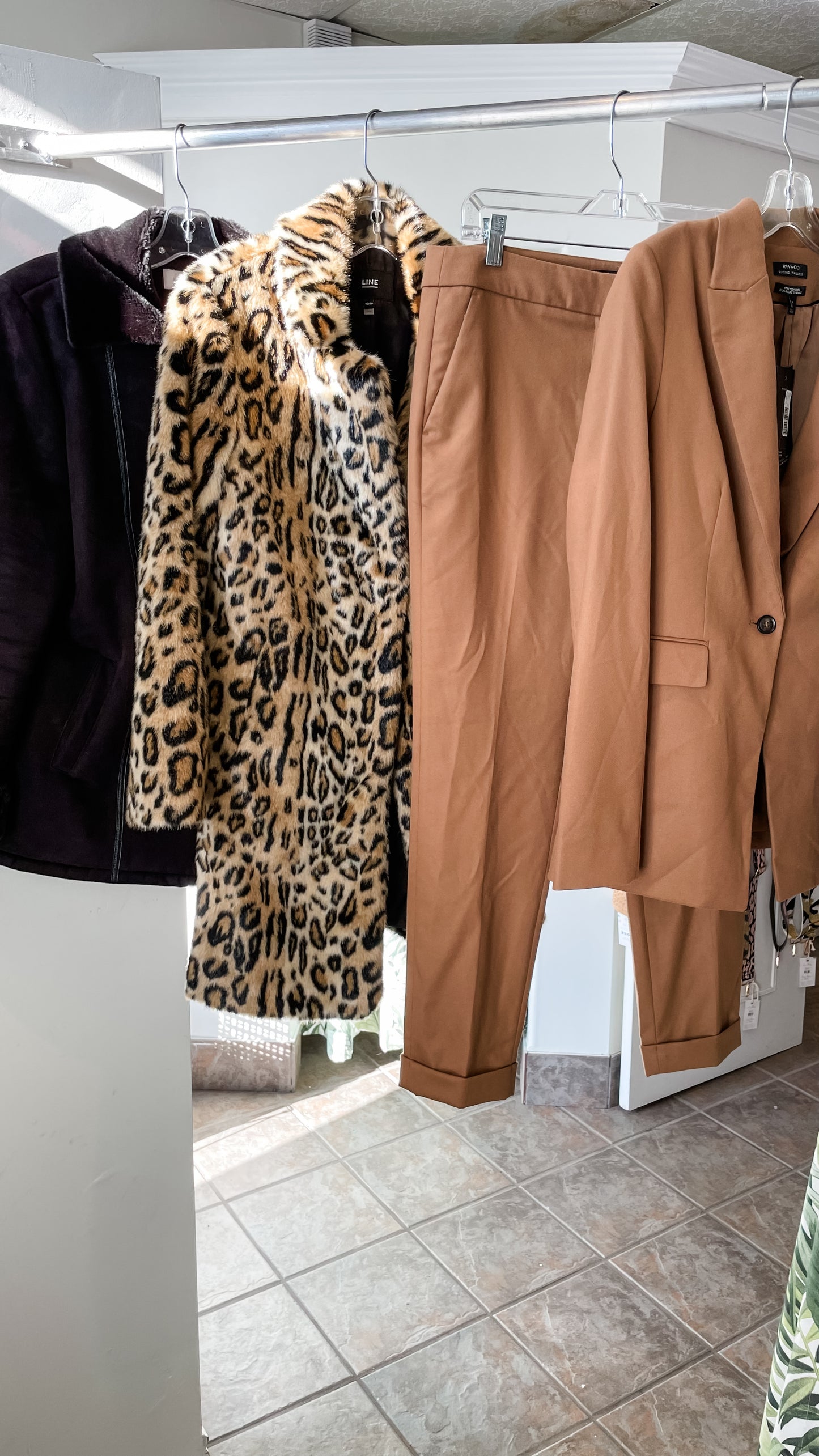LINE Cheetah Leopard Print Faux Fur Long Jacket - XS/S