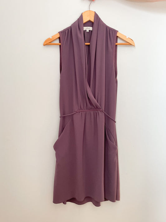 Wilfred Sabine Dusty Purple Wrap Style Sleeveless Waist Tie Dress - Small