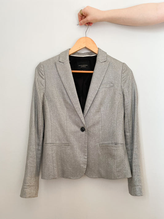 Banana Republic Silver Metallic Classic Fit Blazer - Size 2