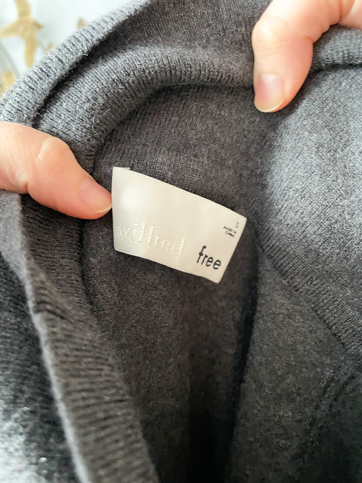 Wilfred Free Grey Cowl Neck Off The Shoulder Merino Wool Sweater - Small