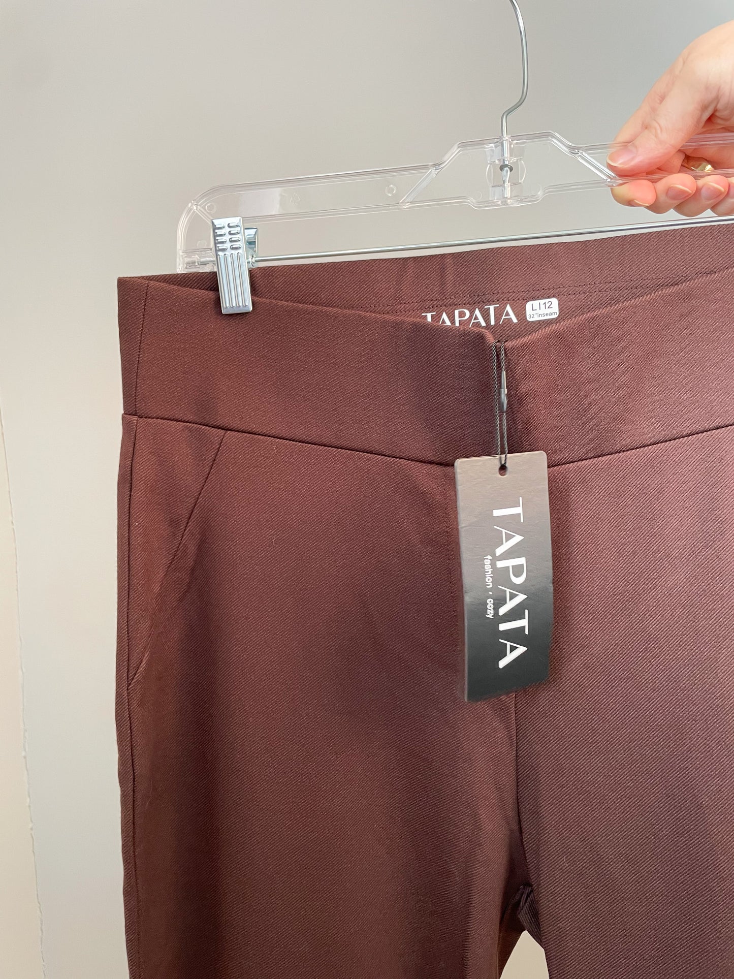 Tapata Brown High Waist Wide Leg Stretch Knit Pants NWT - Size 12 Large