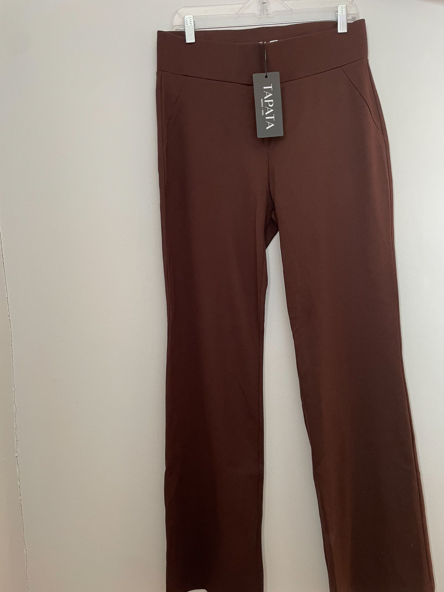 Tapata Brown High Waist Wide Leg Stretch Knit Pants NWT - Size 12 Large