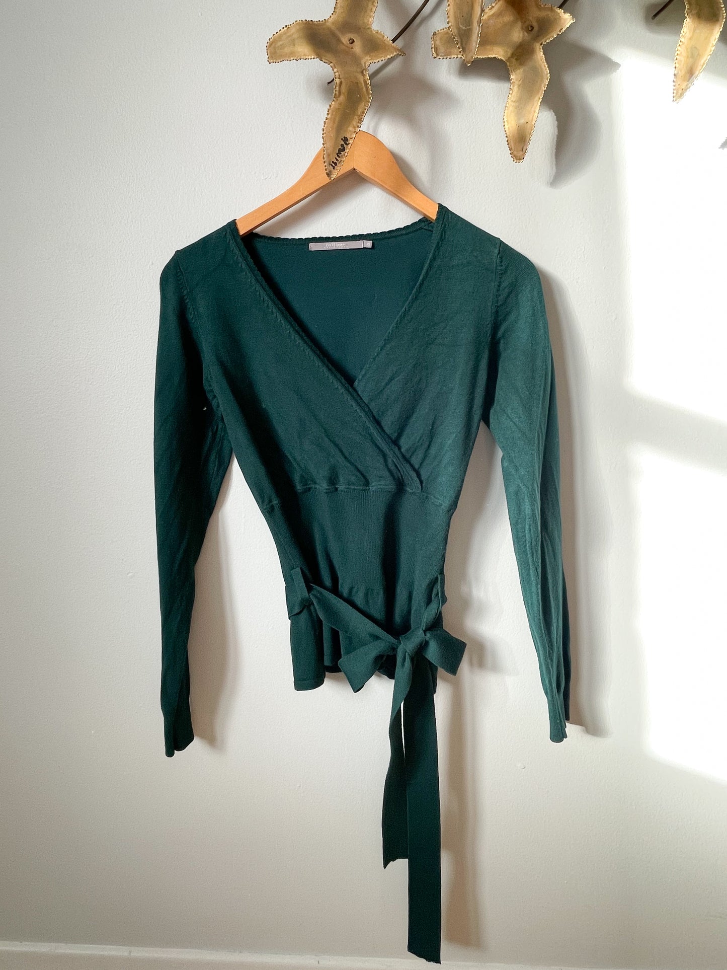 In Wear Hunter Green Wrap Style Sweater - XS