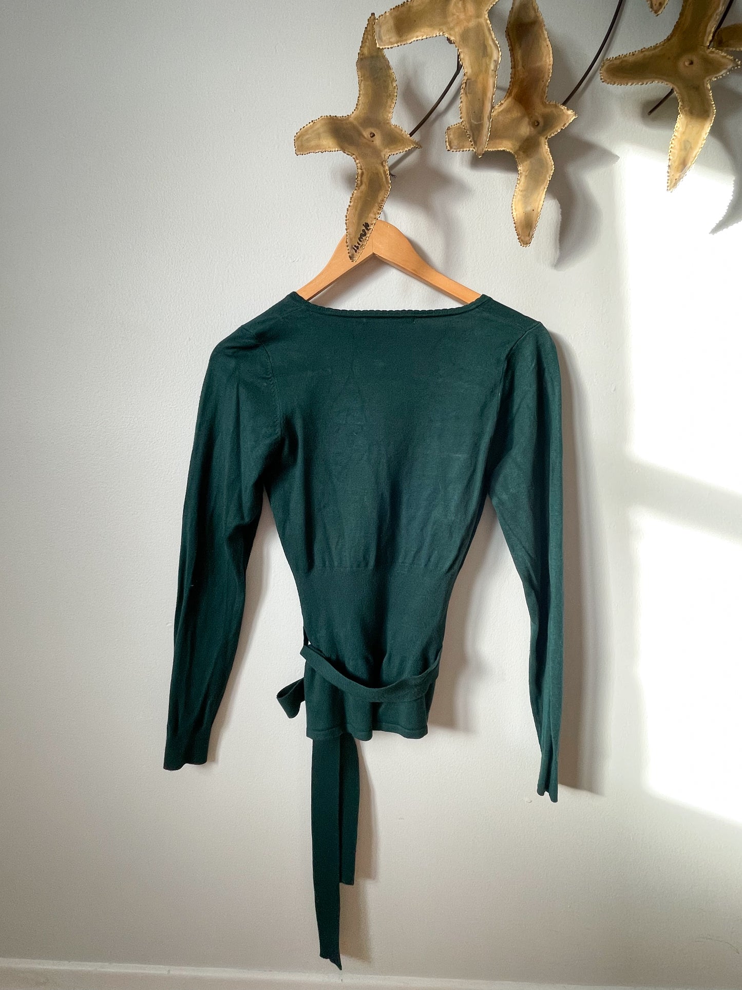 In Wear Hunter Green Wrap Style Sweater - XS