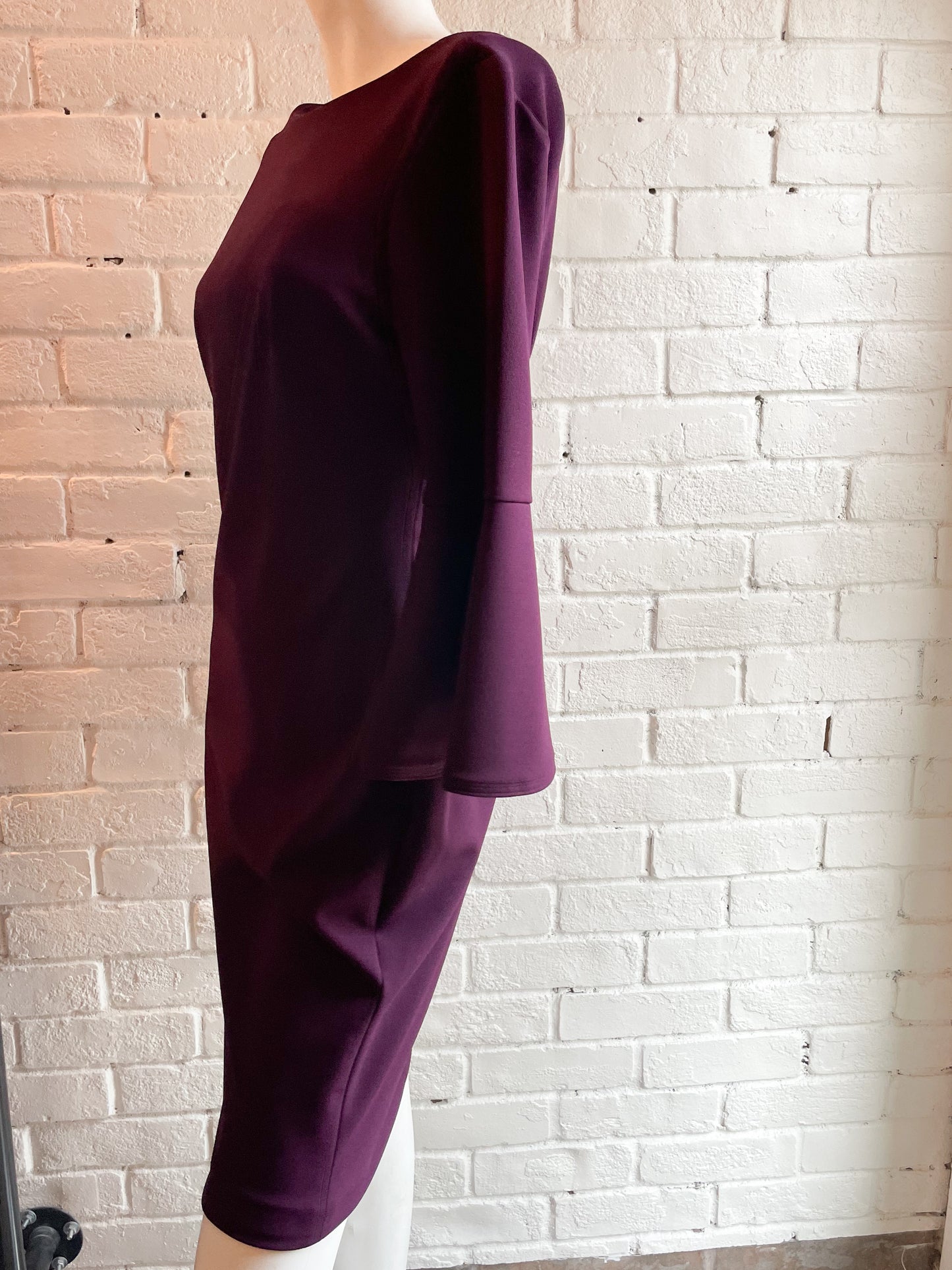 Calvin Klein Deep Purple Bell 3/4 Sleeve Sheath Dress - Size 2