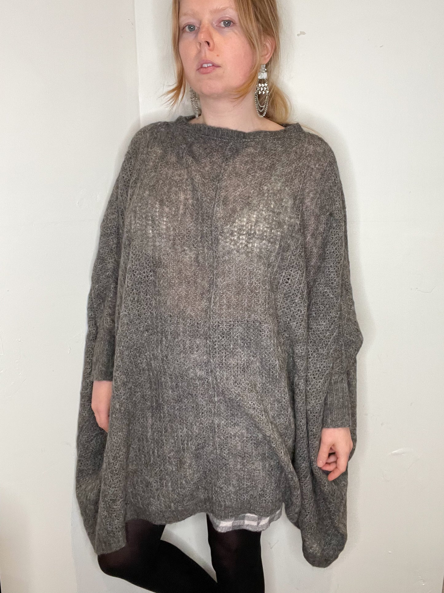 Zara Grey Knit Oversized Alpaca Wool Blend Tunic Top NWT - M/L/XL
